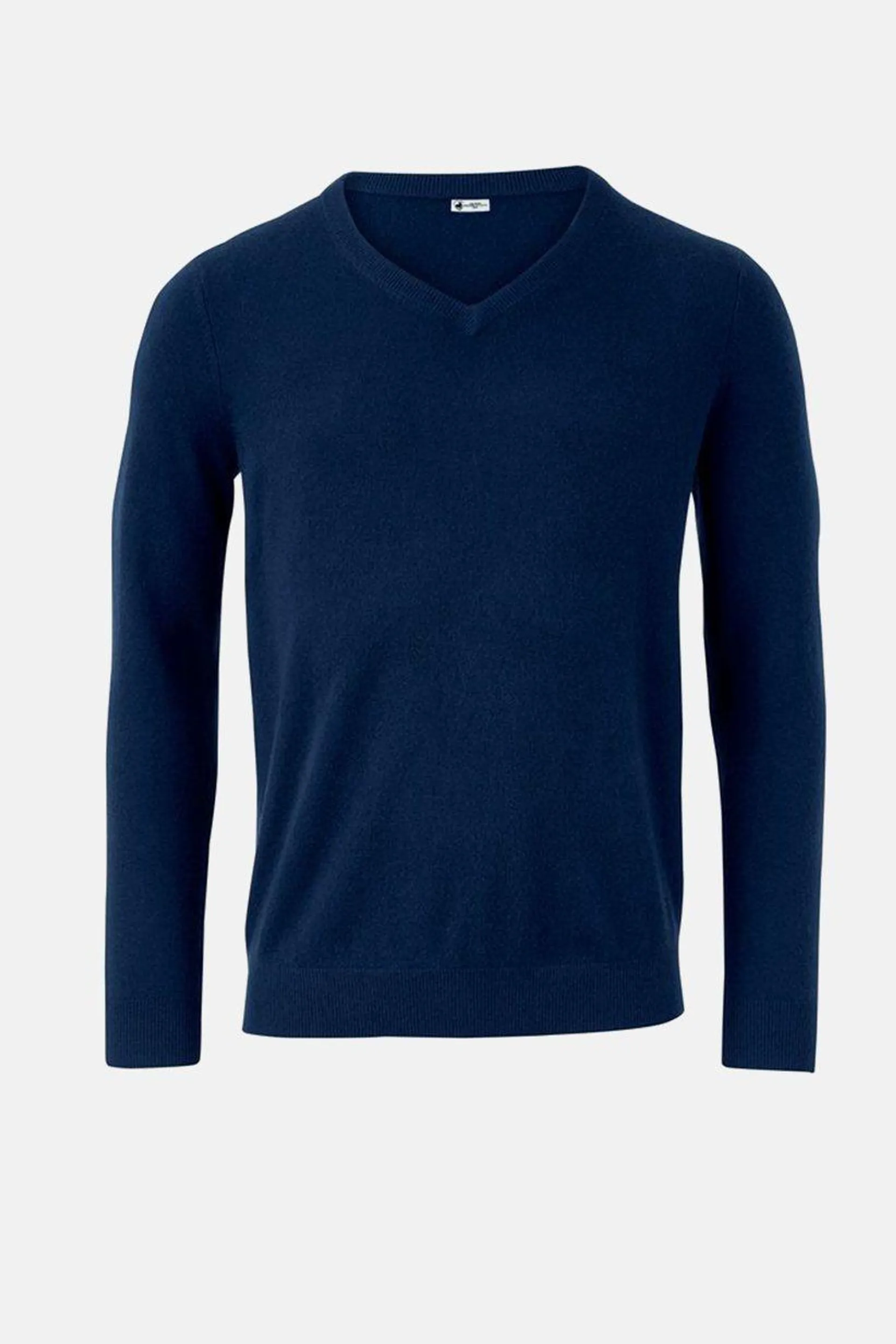 Men V-neck Long Sleeve Pullover Sweater, Navy