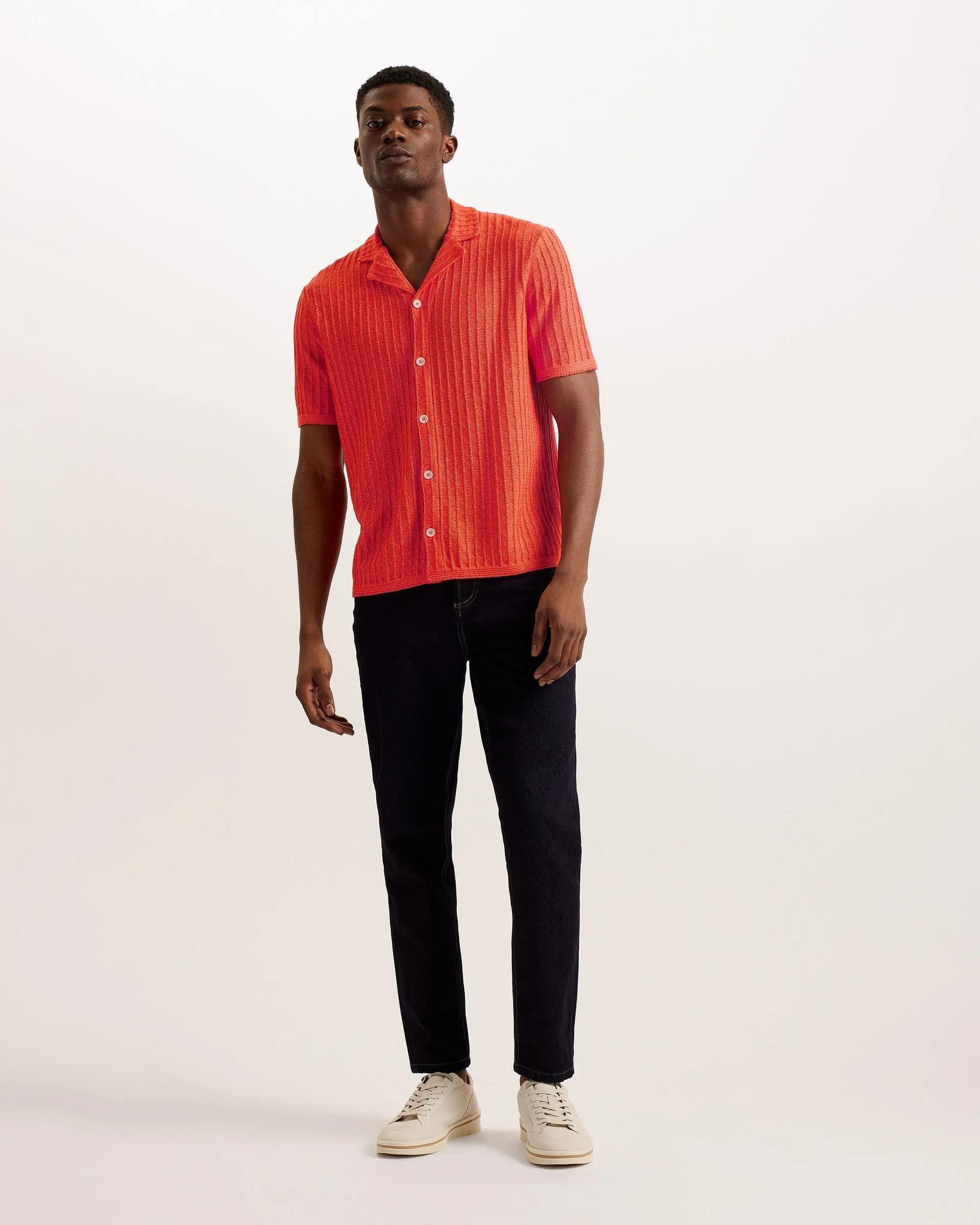 Proof Short Sleeve Knitted Polo Shirt Brt-Orange