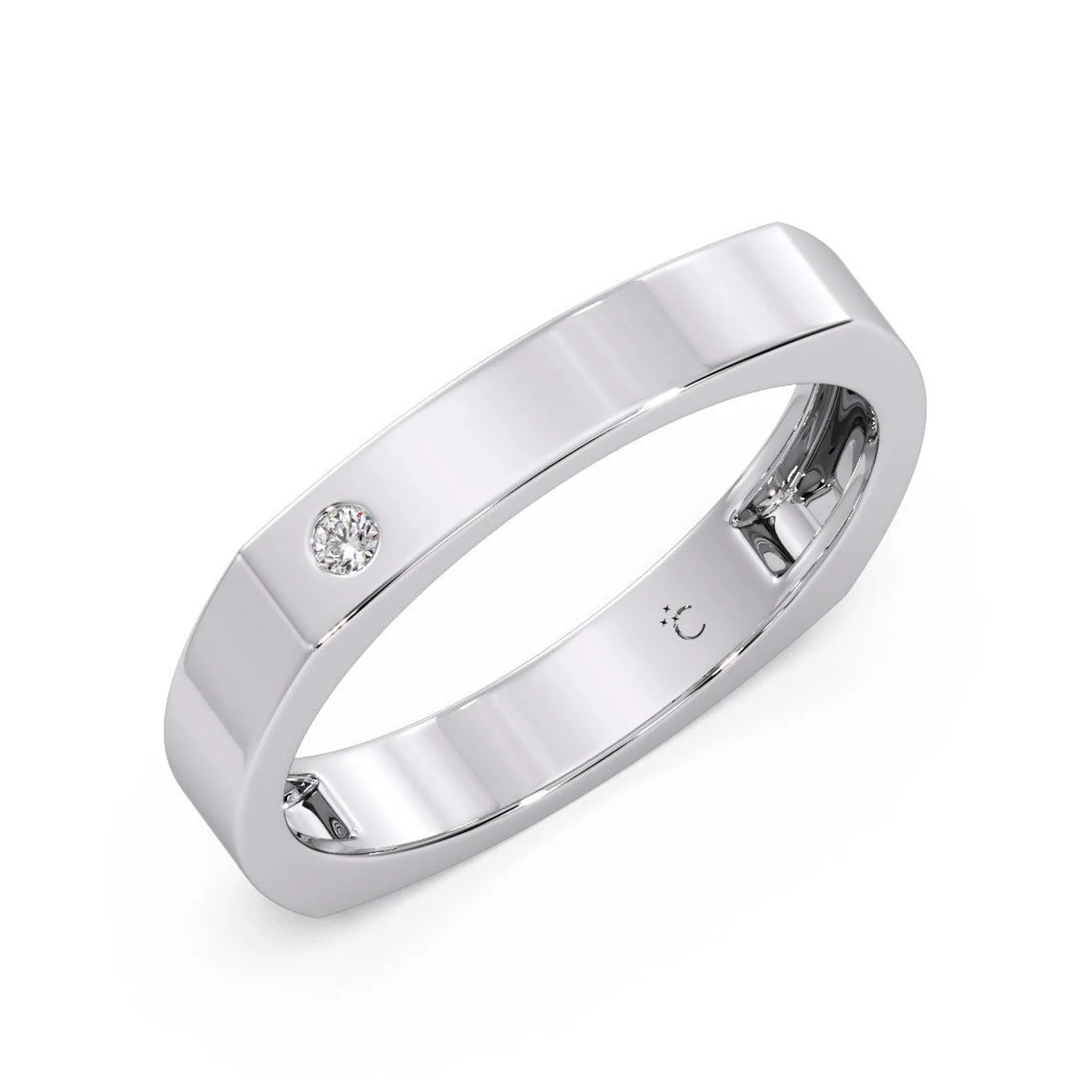 Linear Diamond Platinum Band Ring