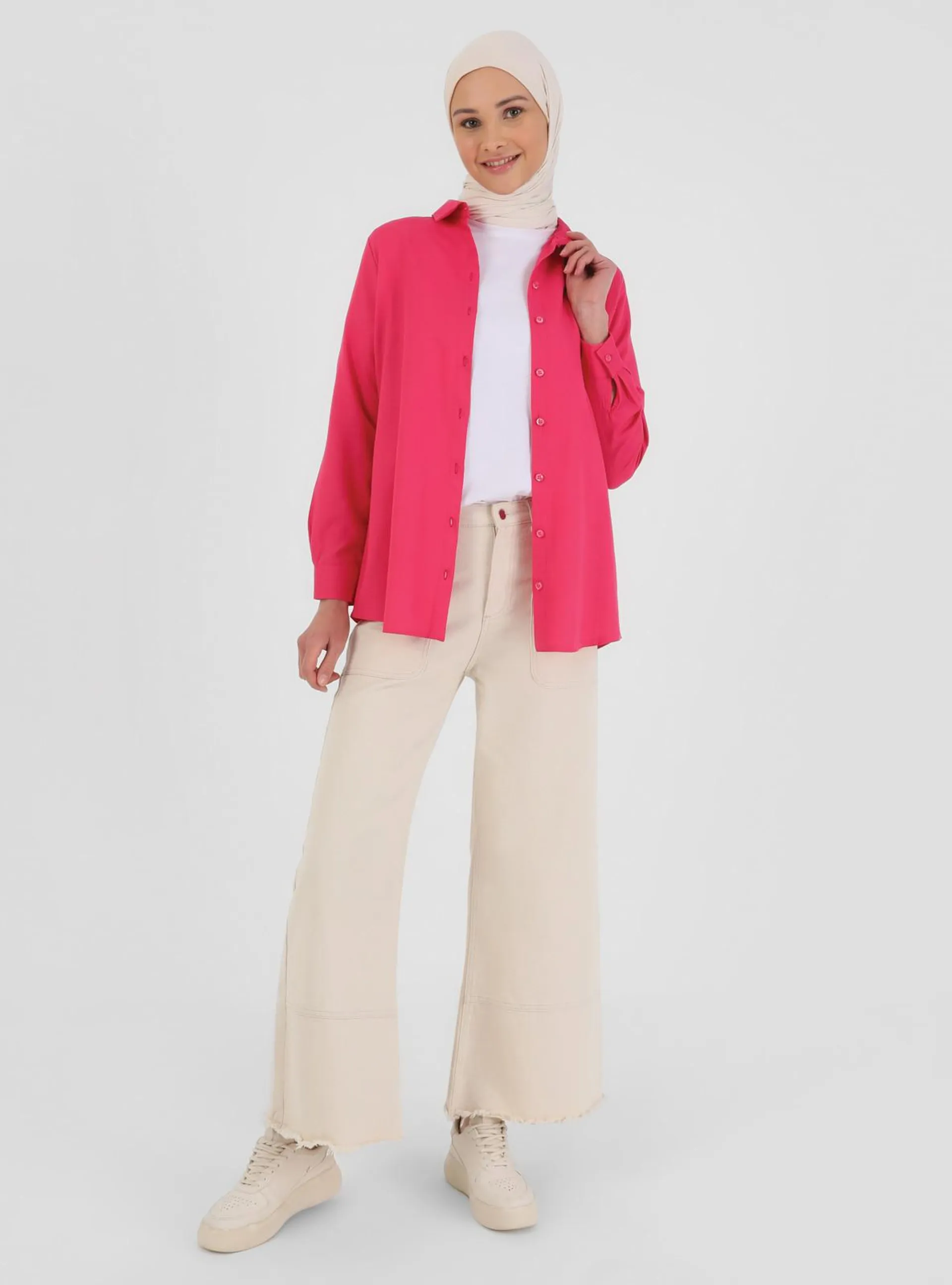 Fuchsia - Point Collar - Blouses