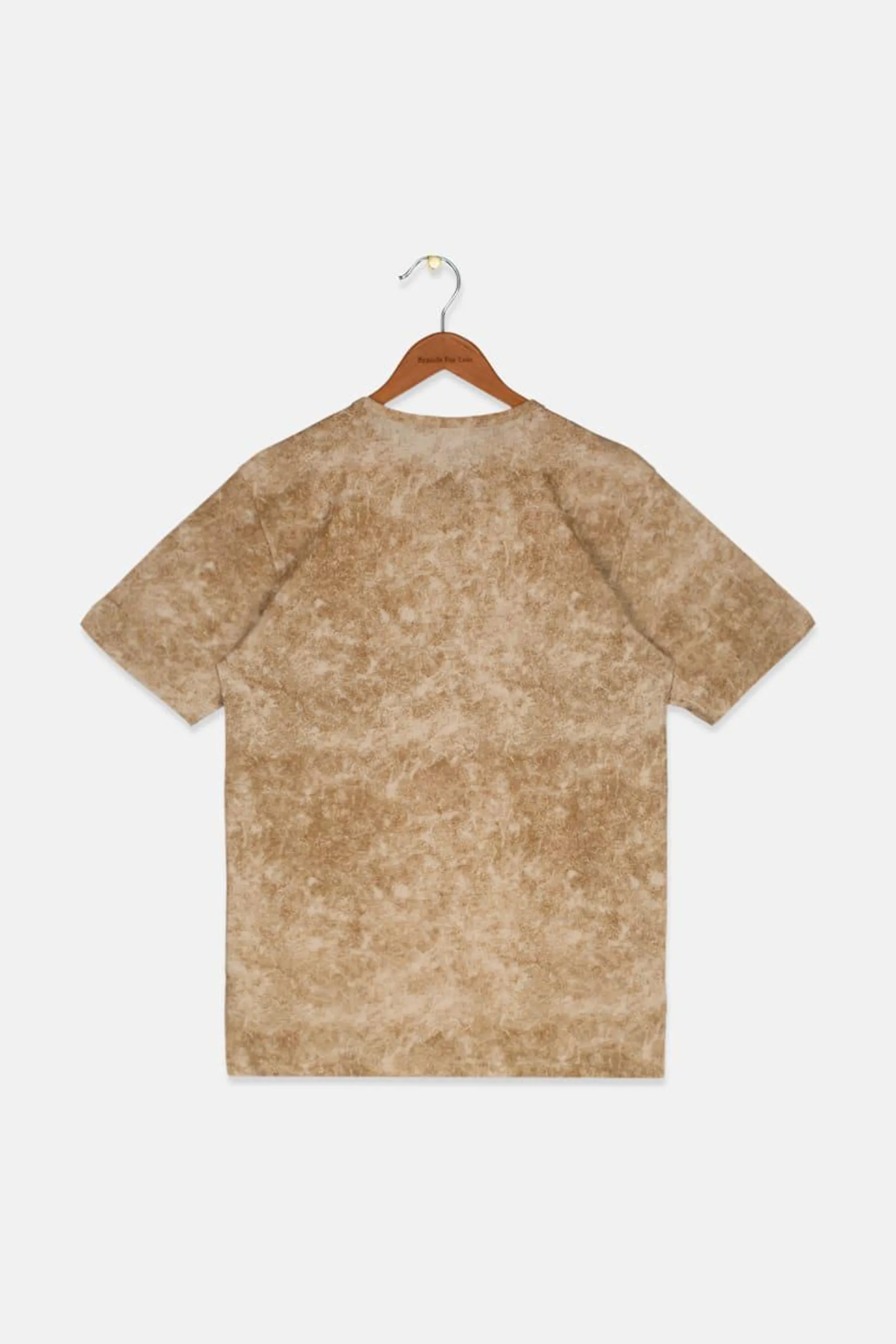 Kids Boy Crew Short Sleeve Washed Pattern T-shirt, Oatmeal