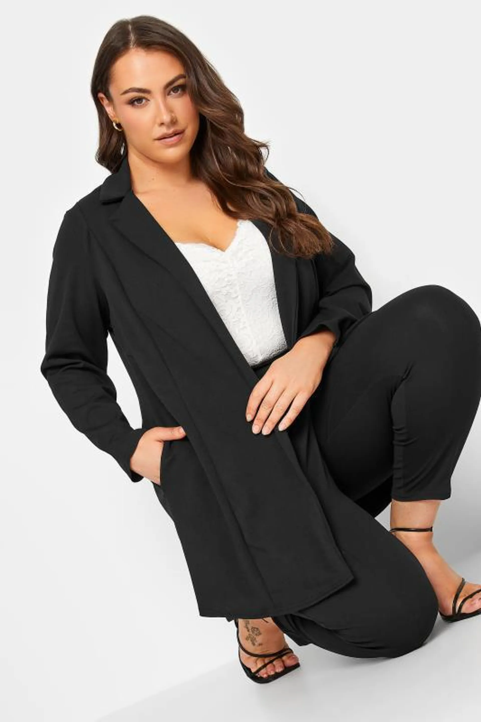 YOURS Curve Black Longline Blazer