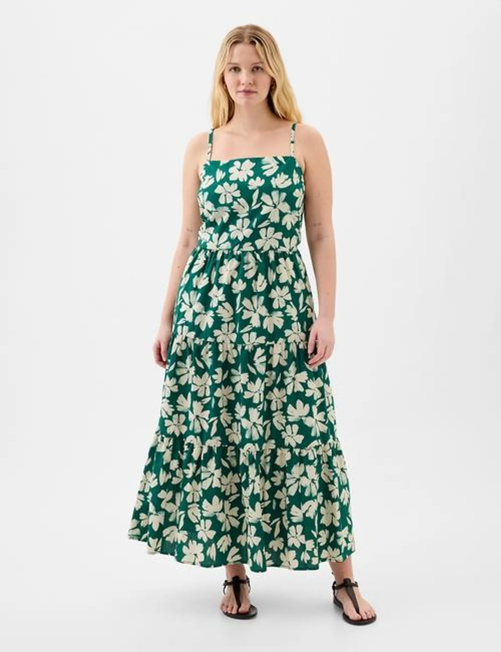 Print Tiered Maxi Dress