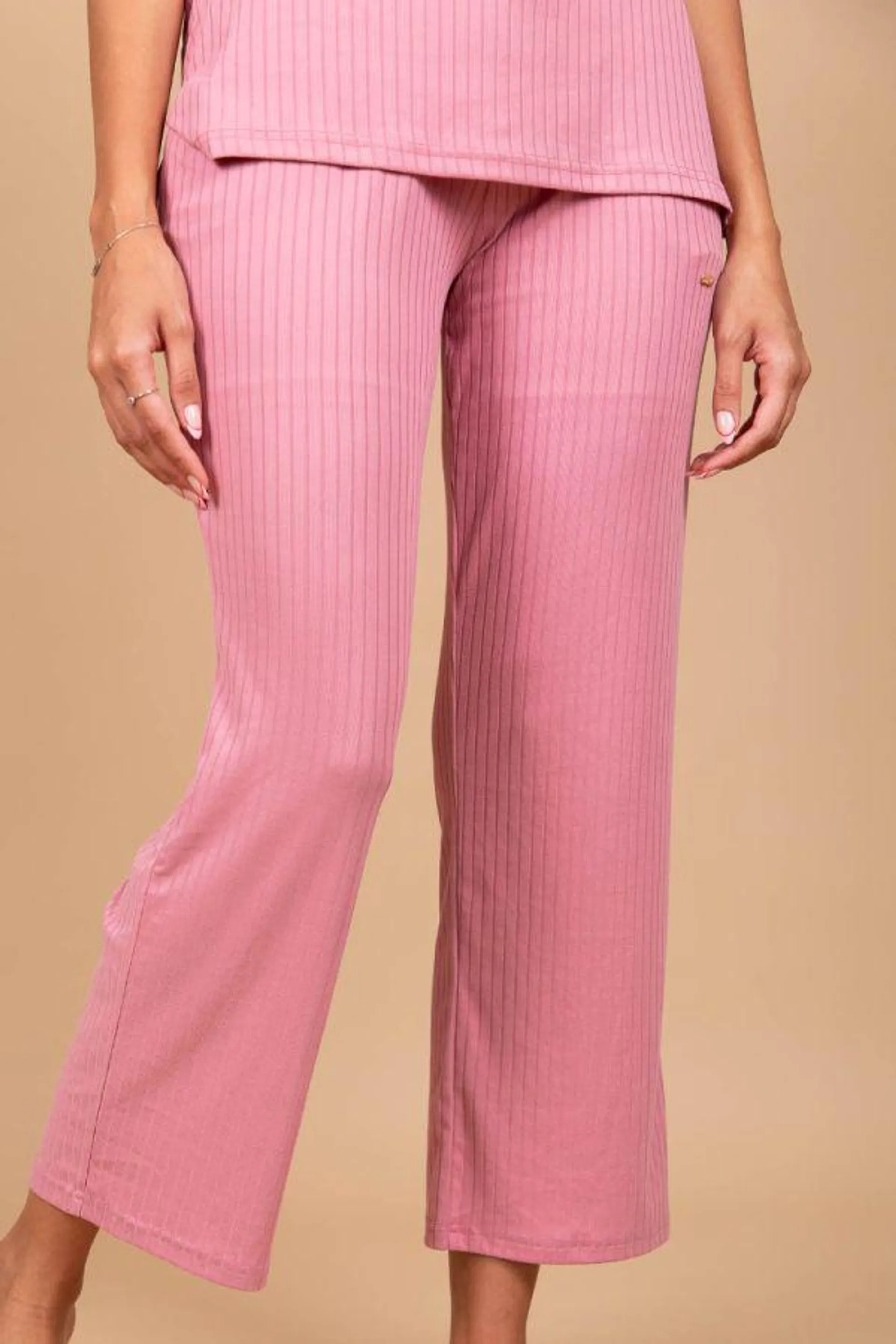 Ladies Mauve Rib Pant
