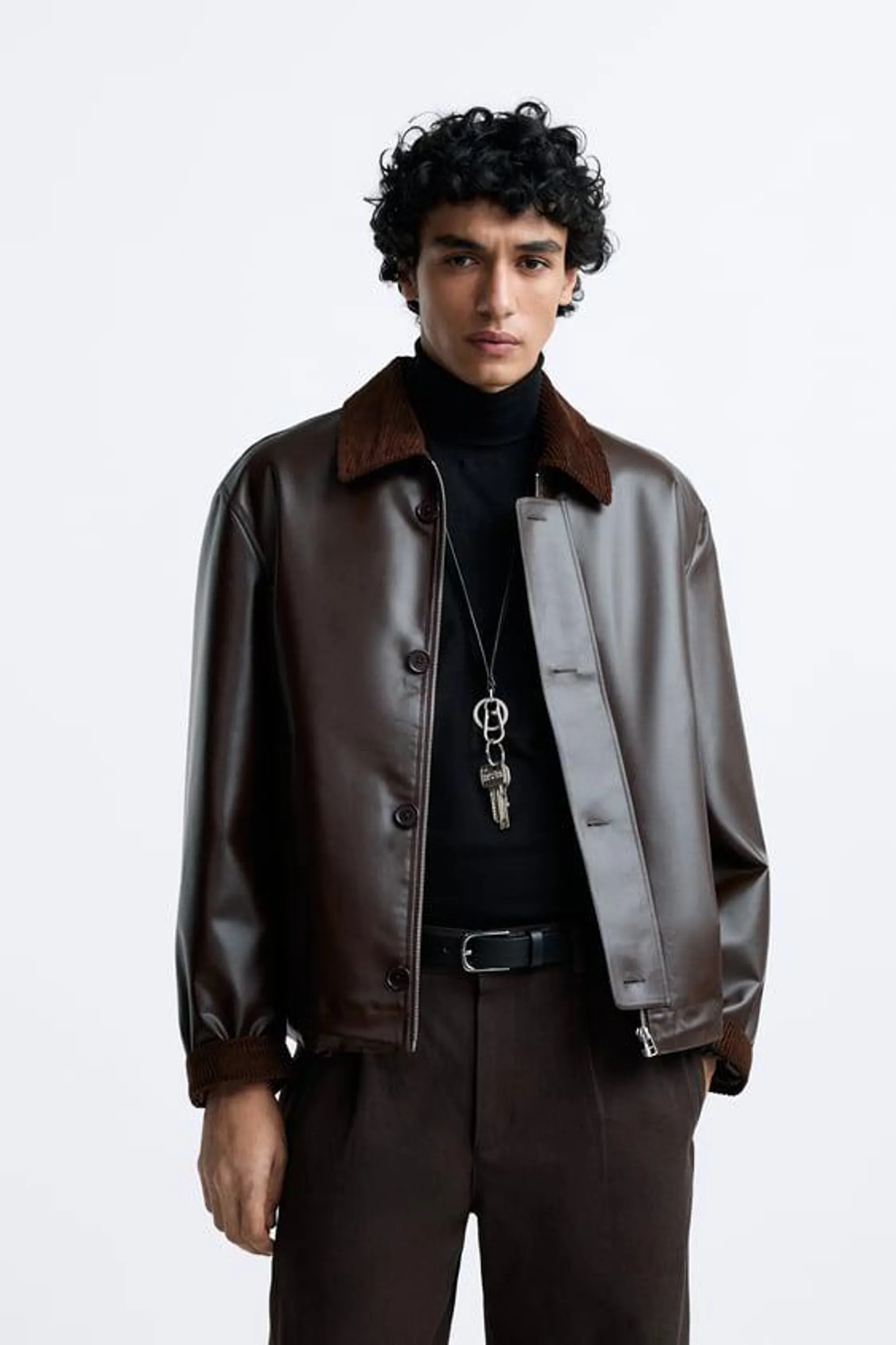 RUBBERISED JACKET WITH MATCHING CORDUROY TRIM