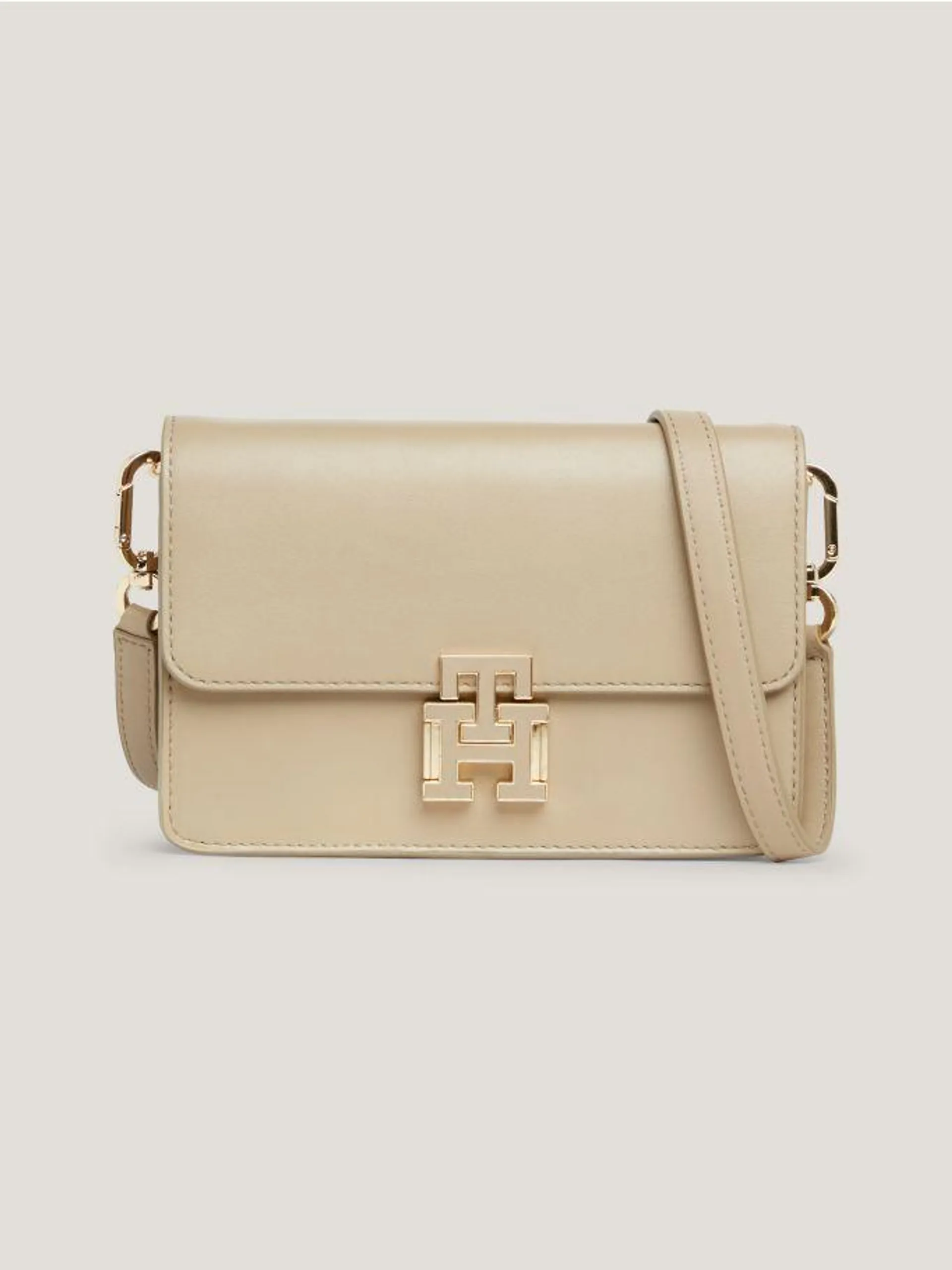 Small Leather Push Lock Crossover Bag