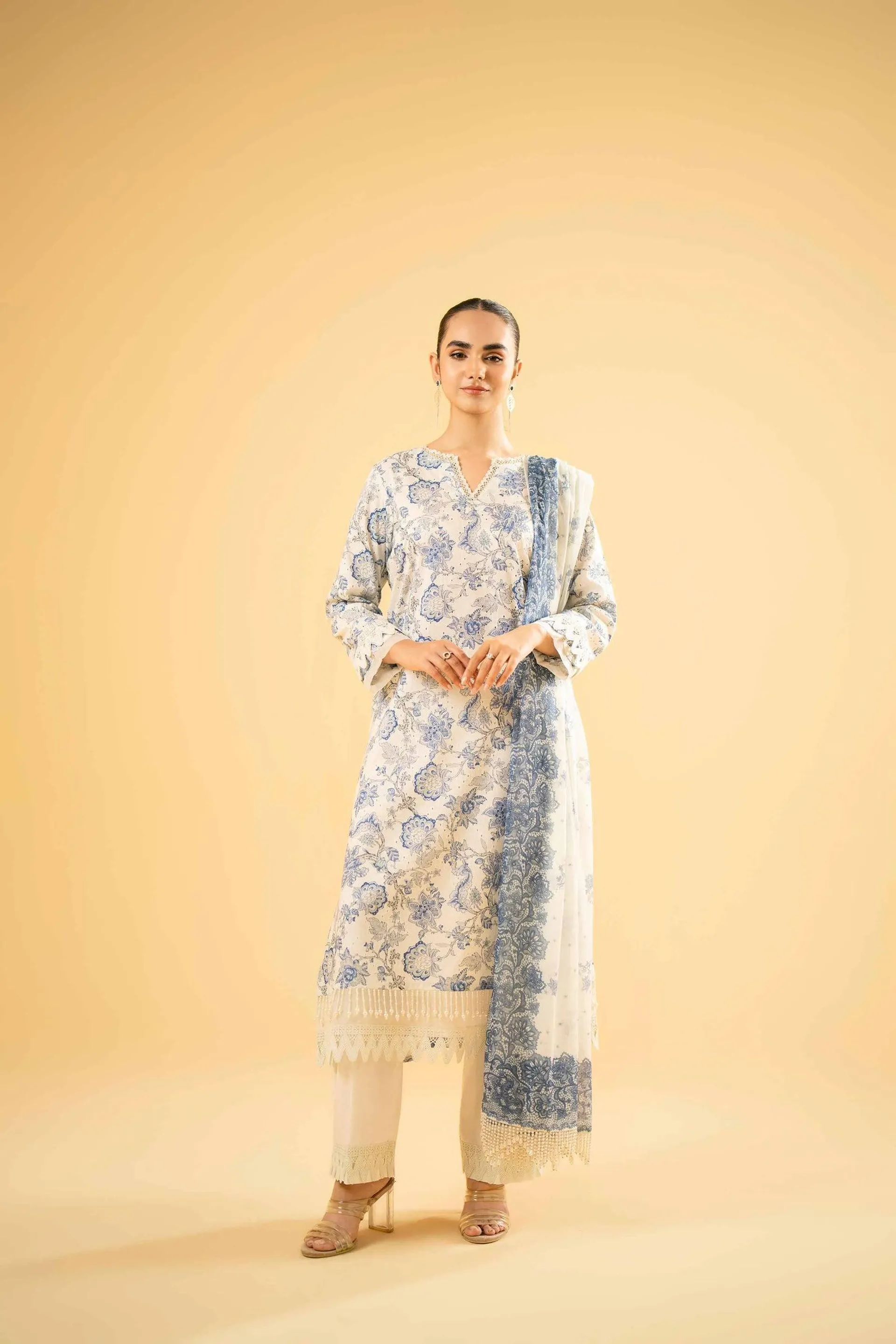 3 Piece - Digital Printed Embroidered Suit - 42401967