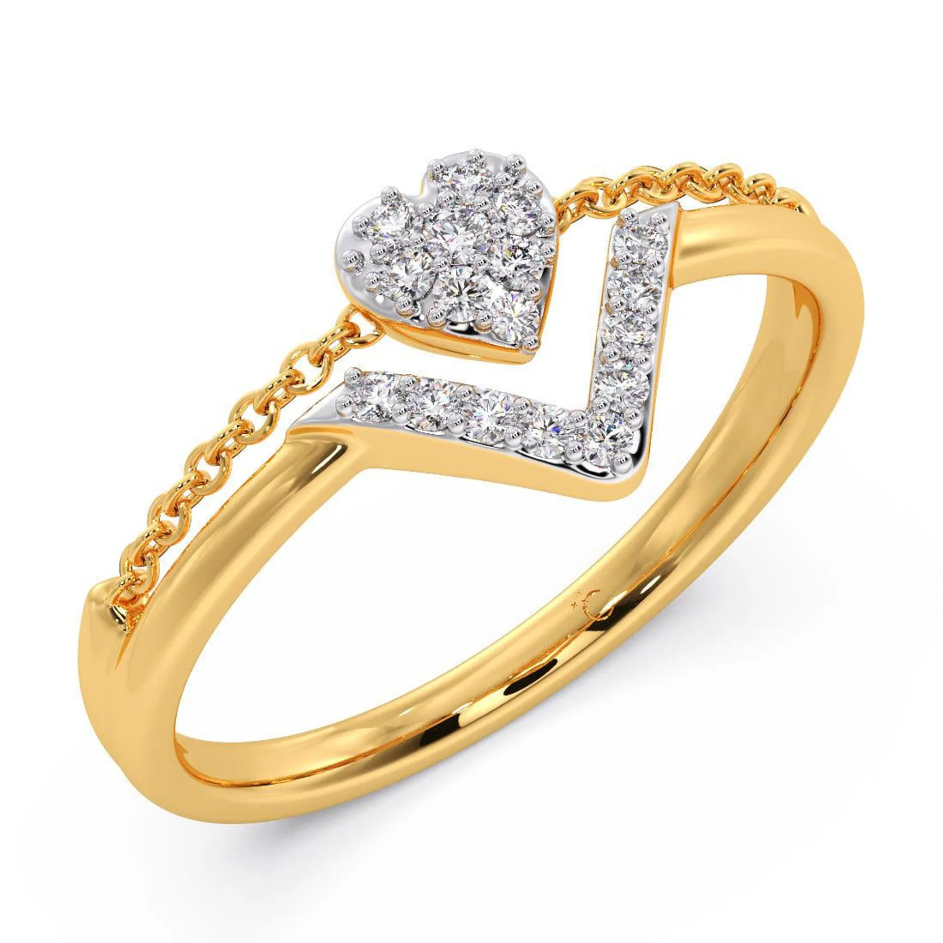 Hanging Heart Diamond Stackable Ring