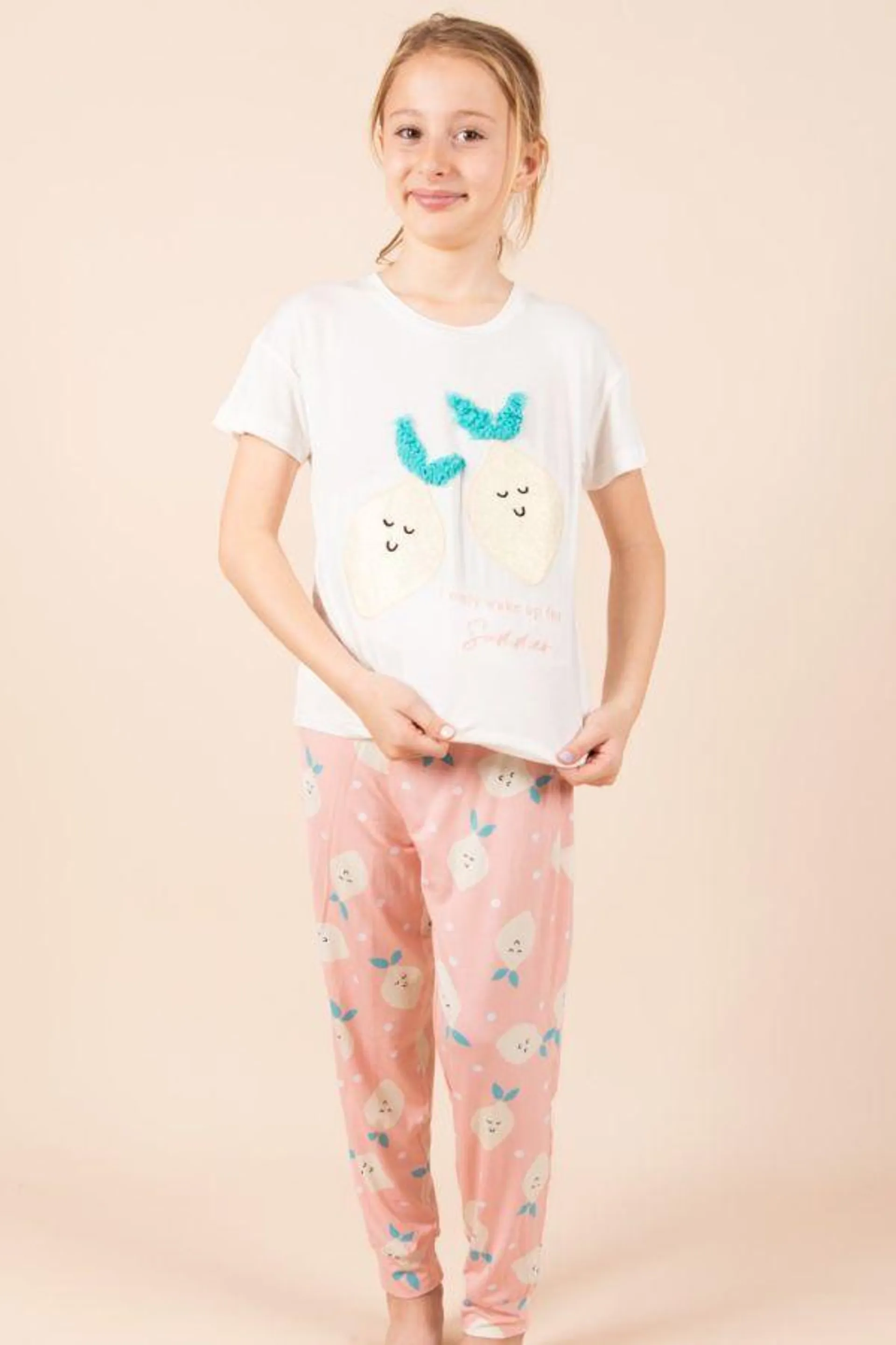 Girls White Lemon PJ