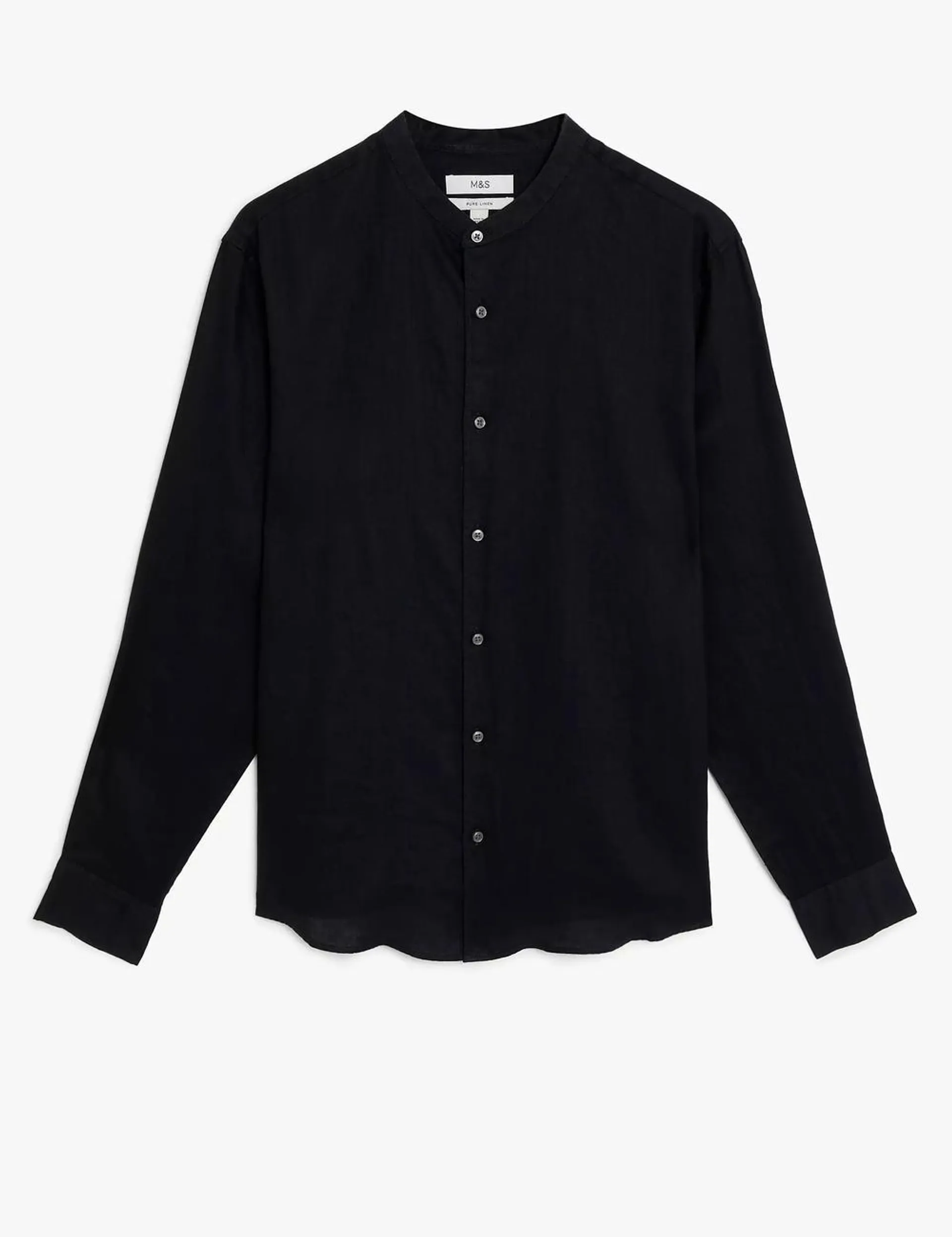 Pure Linen Grandad Collar Shirt