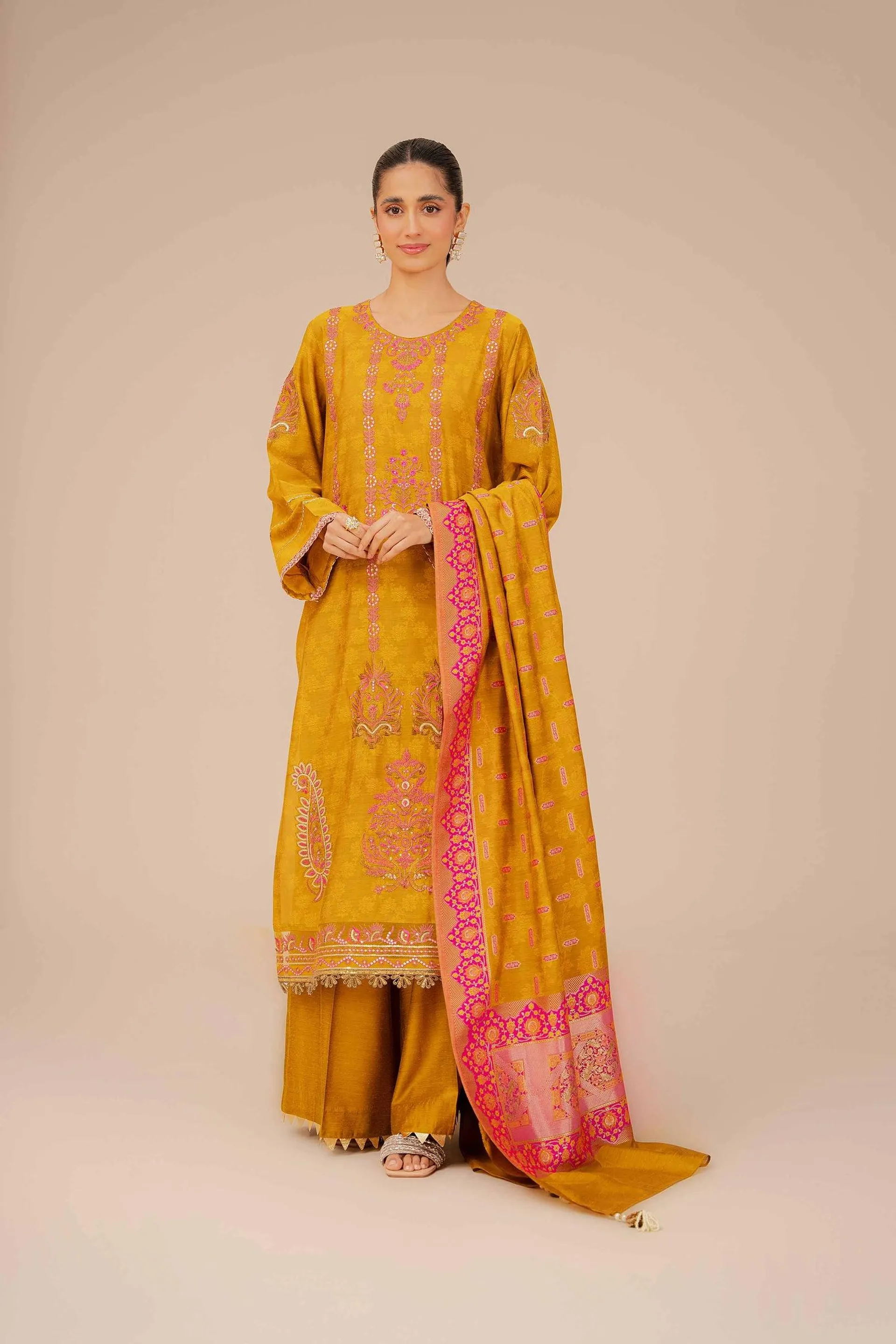 3 Piece - Yarn Dyed Embroidered Suit - 42401982