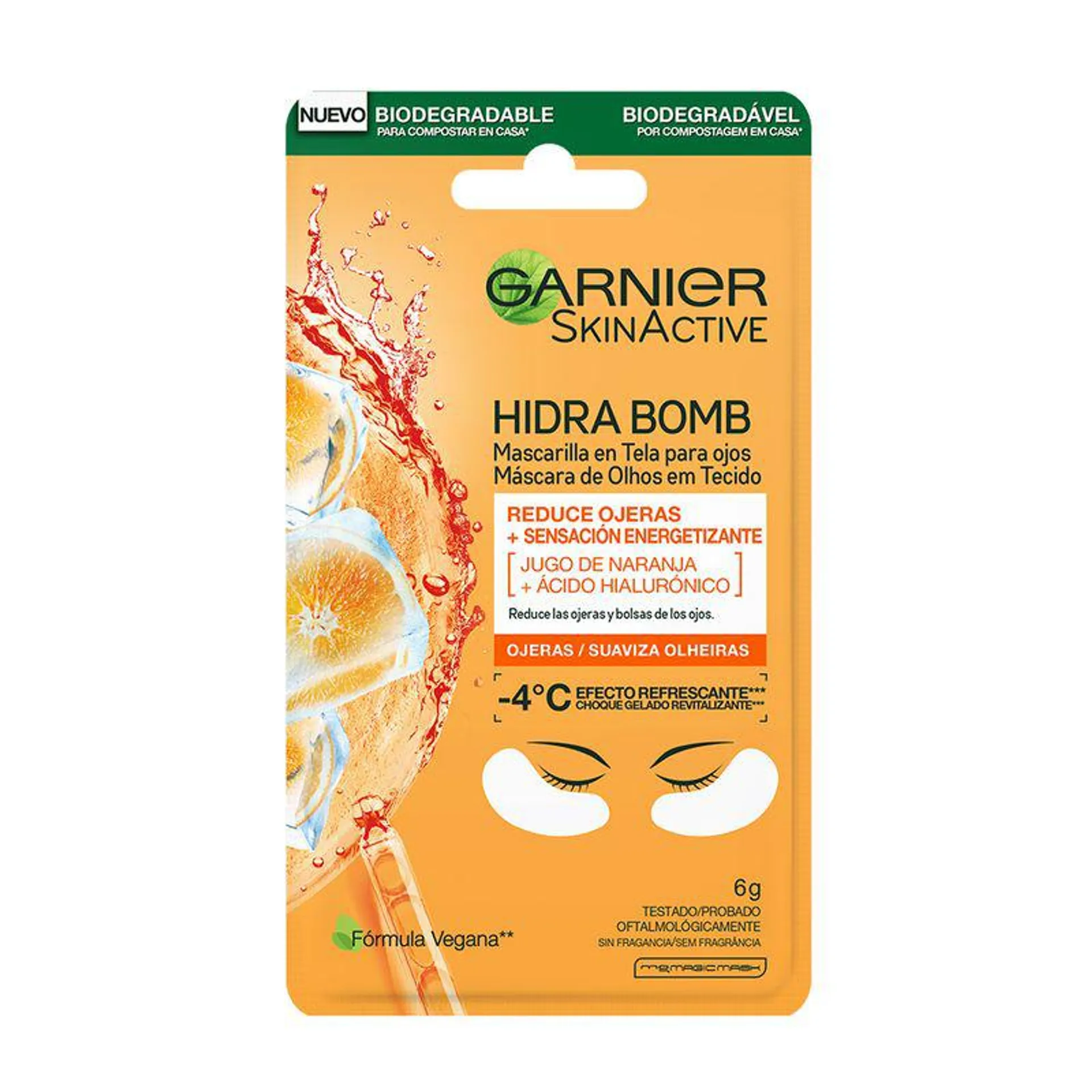 Mascarilla en Tela para Ojos Garnier Naranja Biodegradable Skin Active