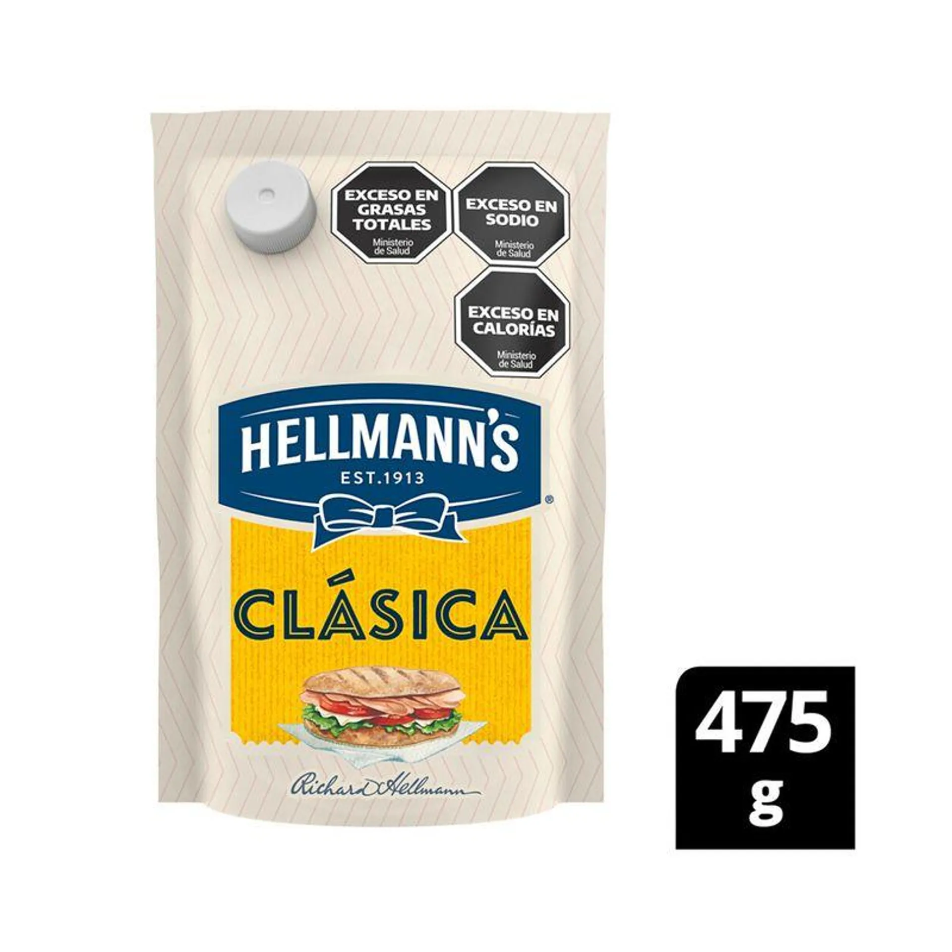 Mayonesa Clásica Hellmanns sin tacc doypack 475 g.