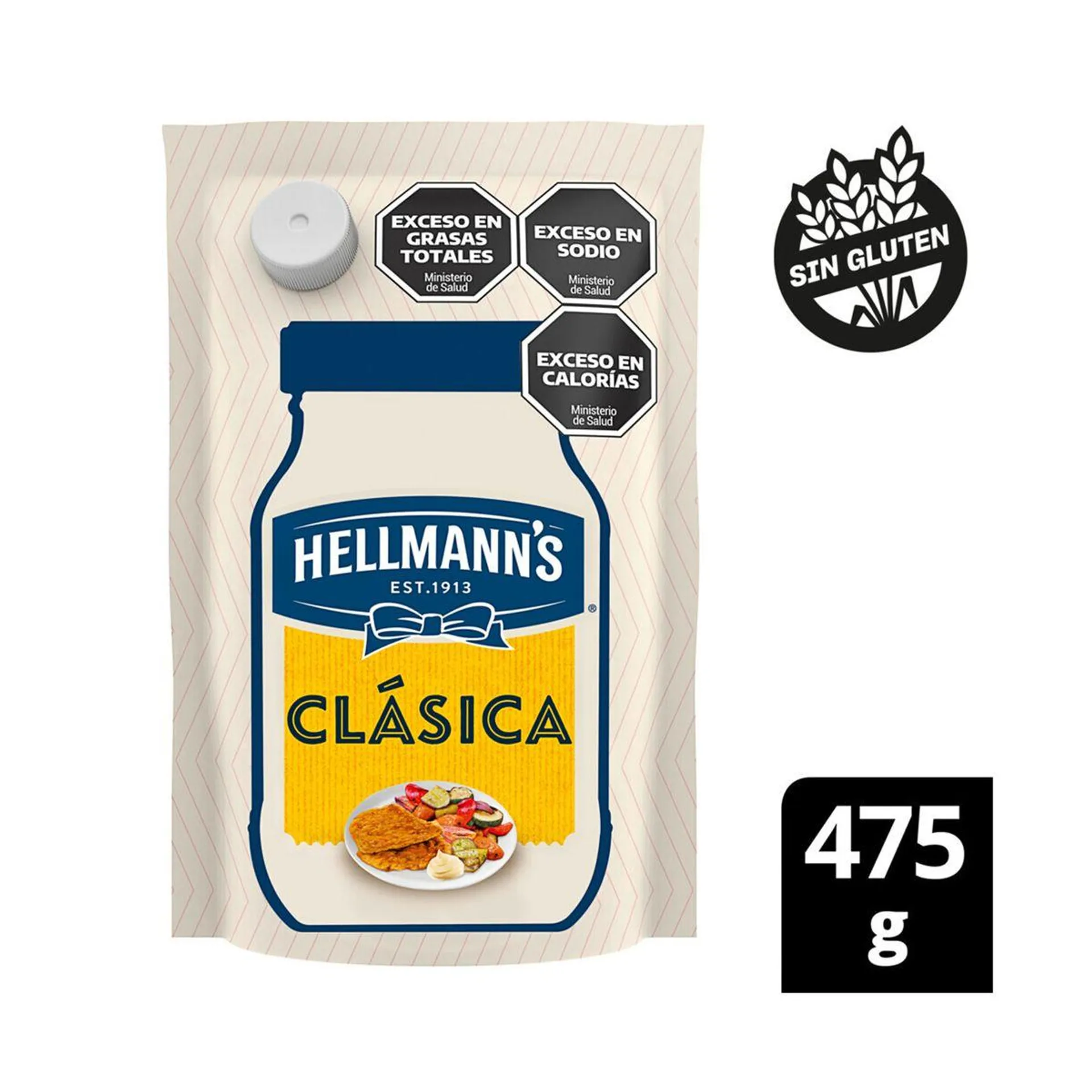 Mayonesa Clásica Hellmanns sin tacc doypack 475 g.