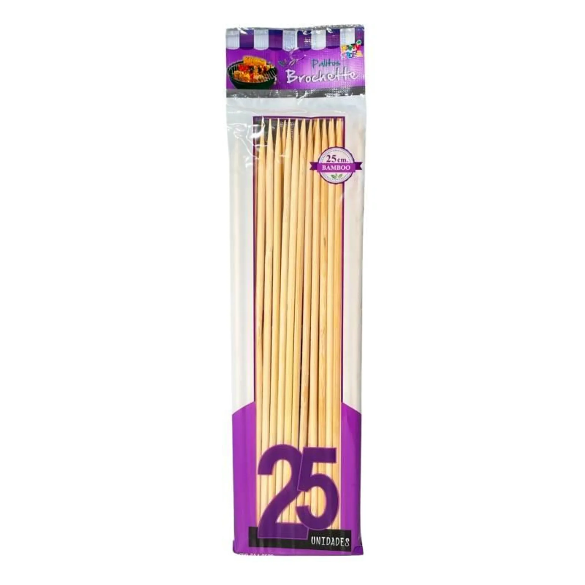 Palito Brochette 25cm x 4mm Party Store x 25 Un.