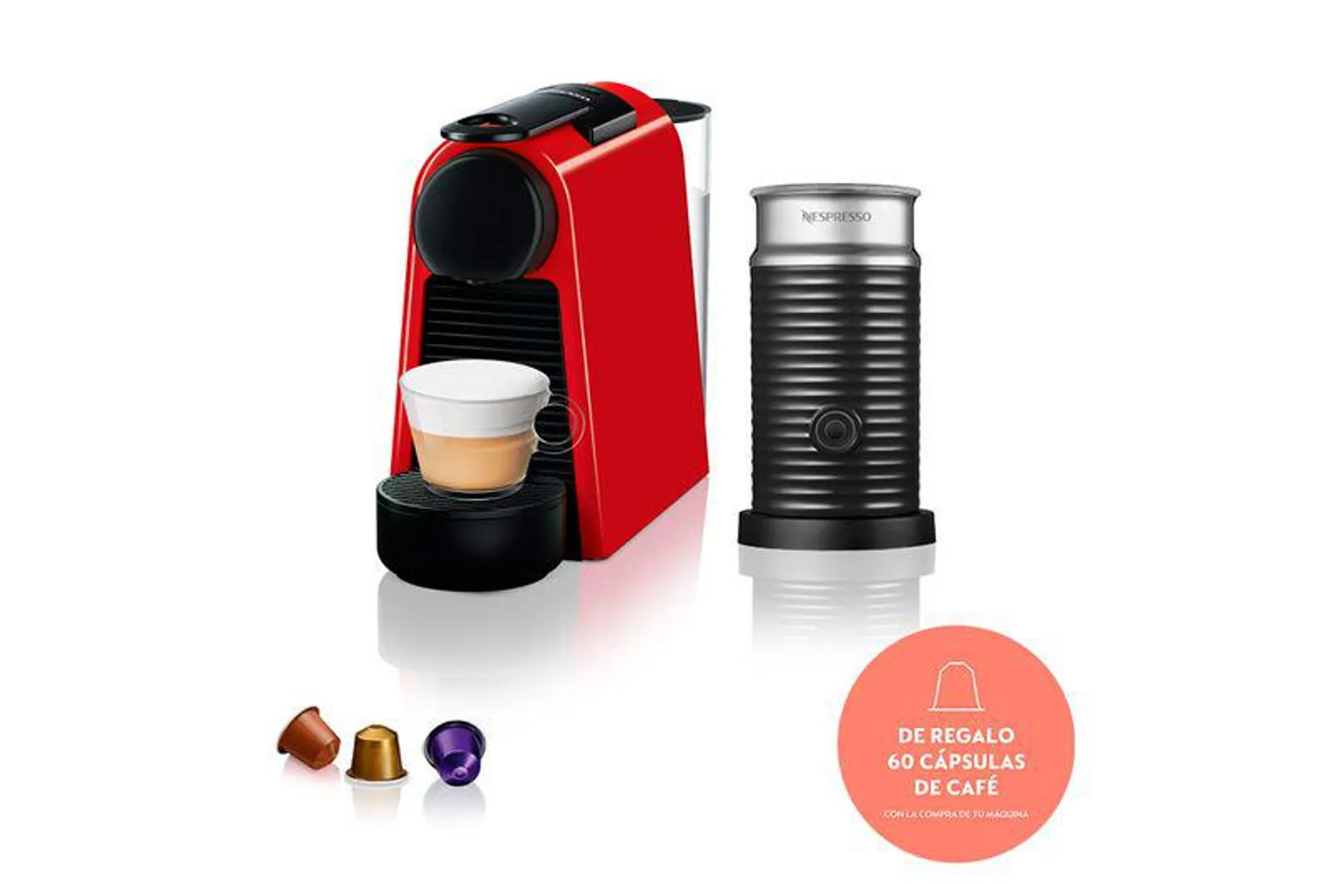 Cafetera Nespresso Essenza Mini Roja Bundle A3D30-AR-RE-NE2