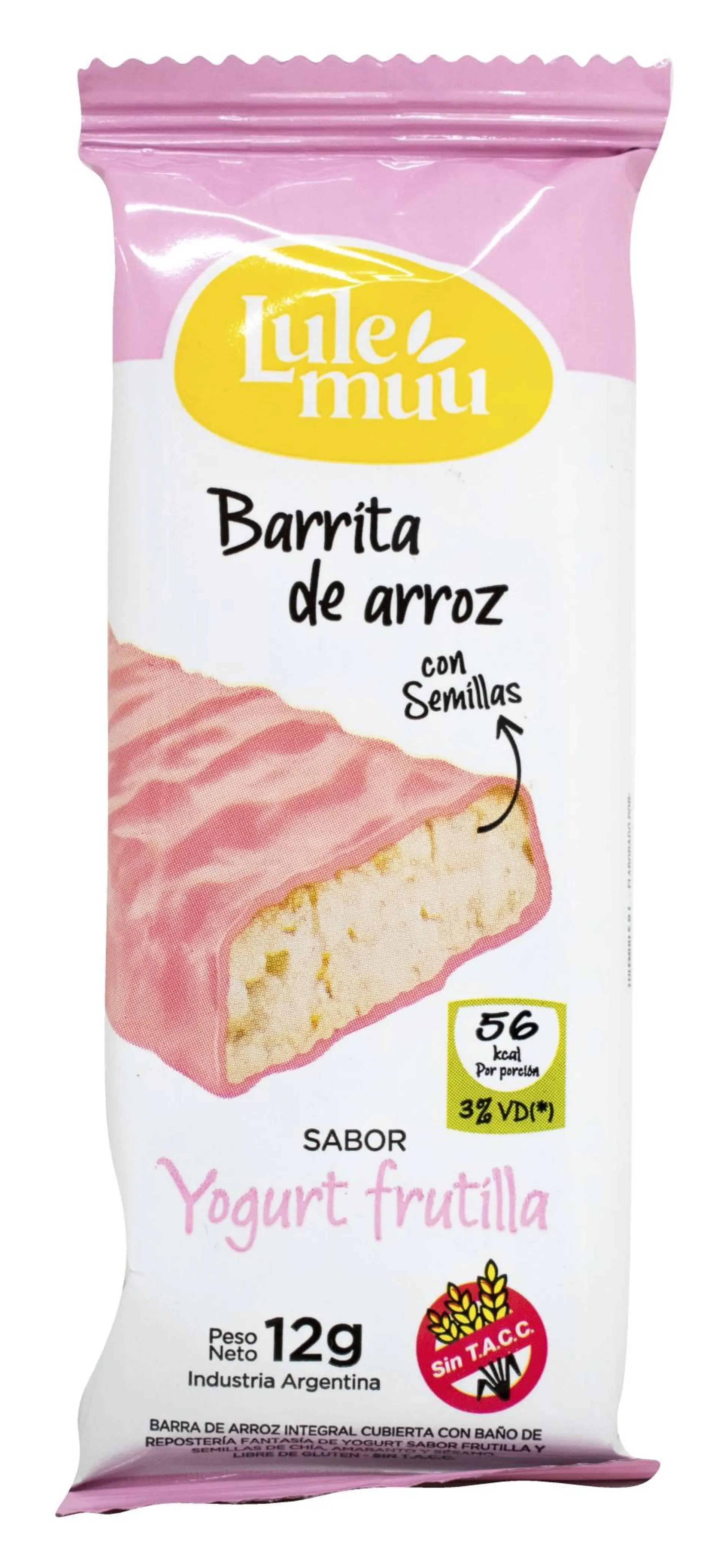 Barra de Arroz Lulemuu Yogurt de Frutilla 12g