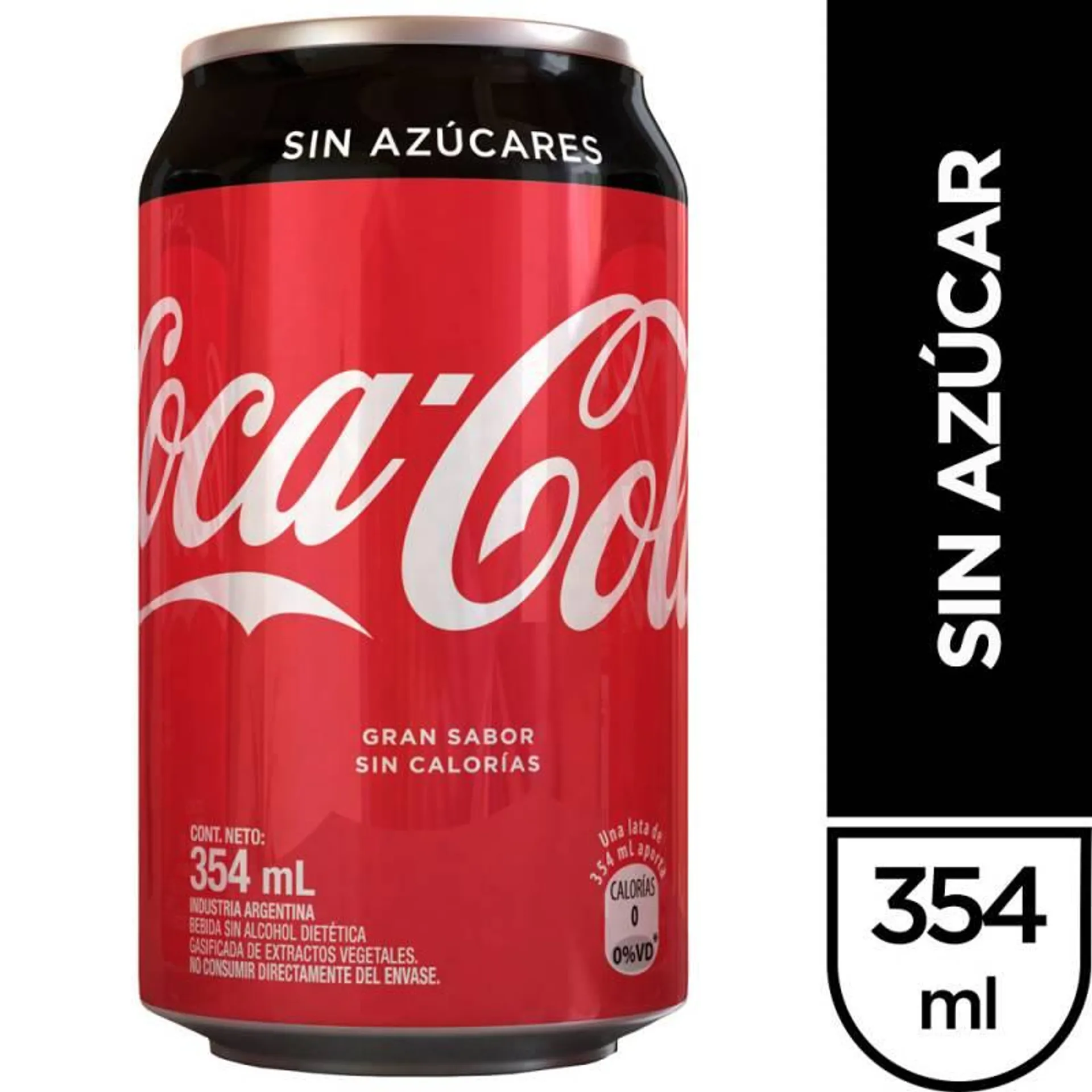 Gaseosa Cola s/Azúcar Lata Coca Cola x 354 cc.