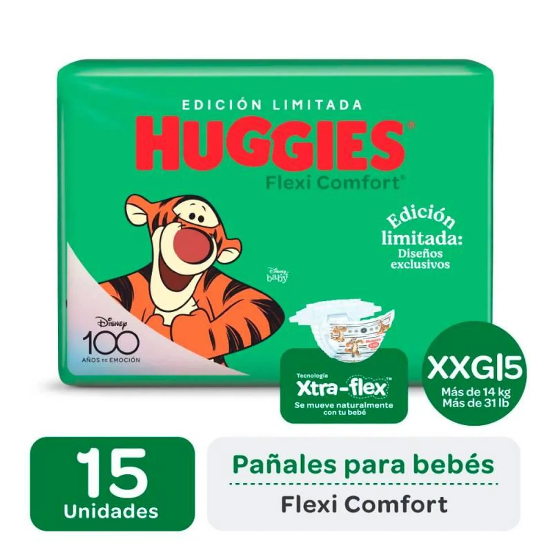 Pañal XXG Flexi Comfort Mega Huggies x 15 Un.