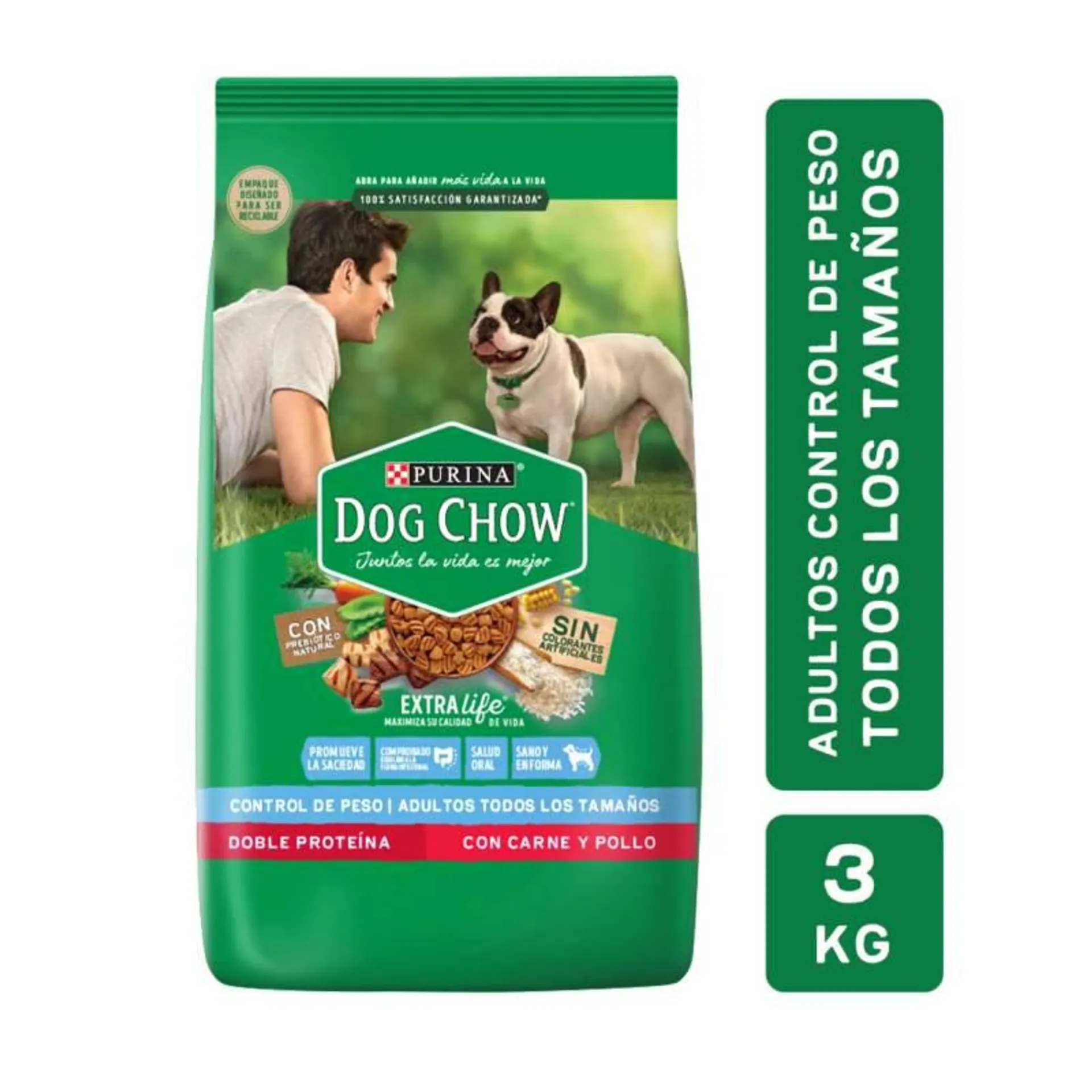 Alimento para Perro Adulto Control de Peso sin Colorantes Dog Chow x 3 Kg.