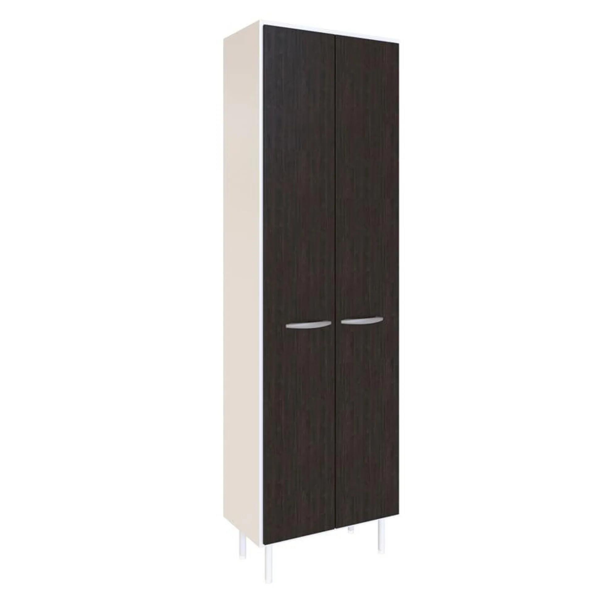 Mueble Escobero Moscú 2 puertas con estante blanco y roble termo negro 60 cm