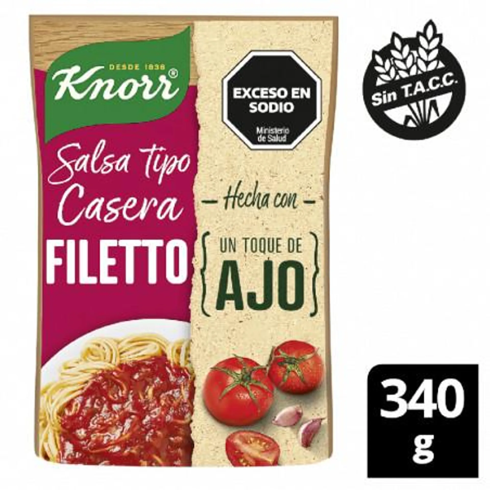 SALSA DE TOMATE KNORR FILETTO 340 GRS