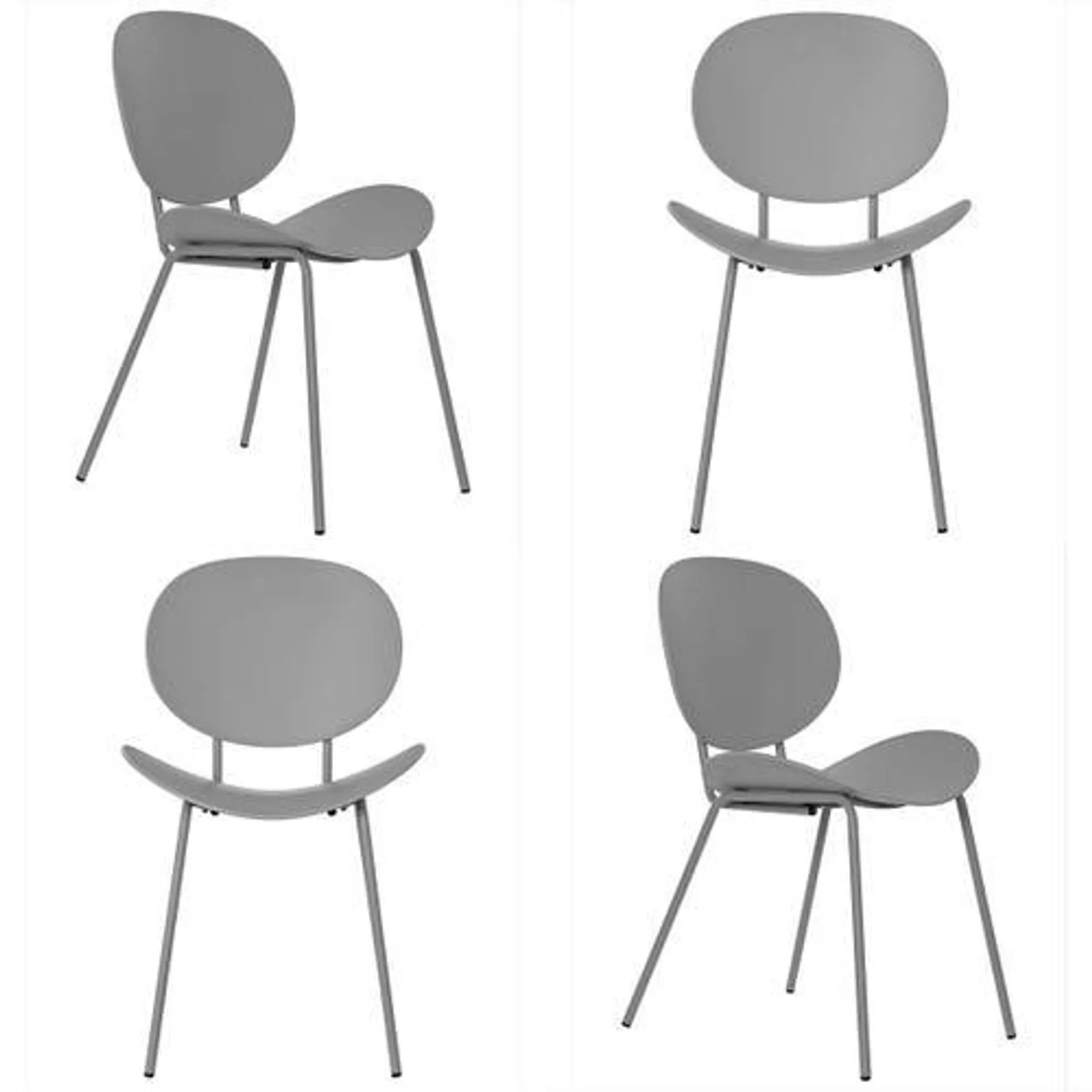 Silla Concept de comedor gris patas metal Makom x 4