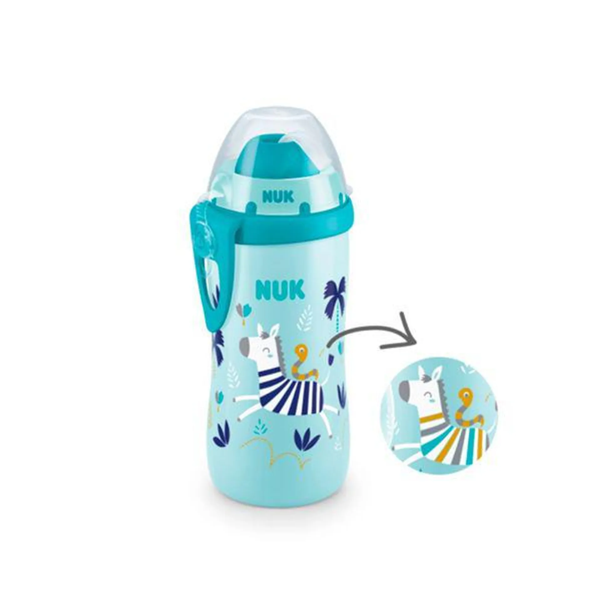 Vaso NUK Flexi Cup Efecto Camaleón y Sorberte de Silicona Azul x 300 ml