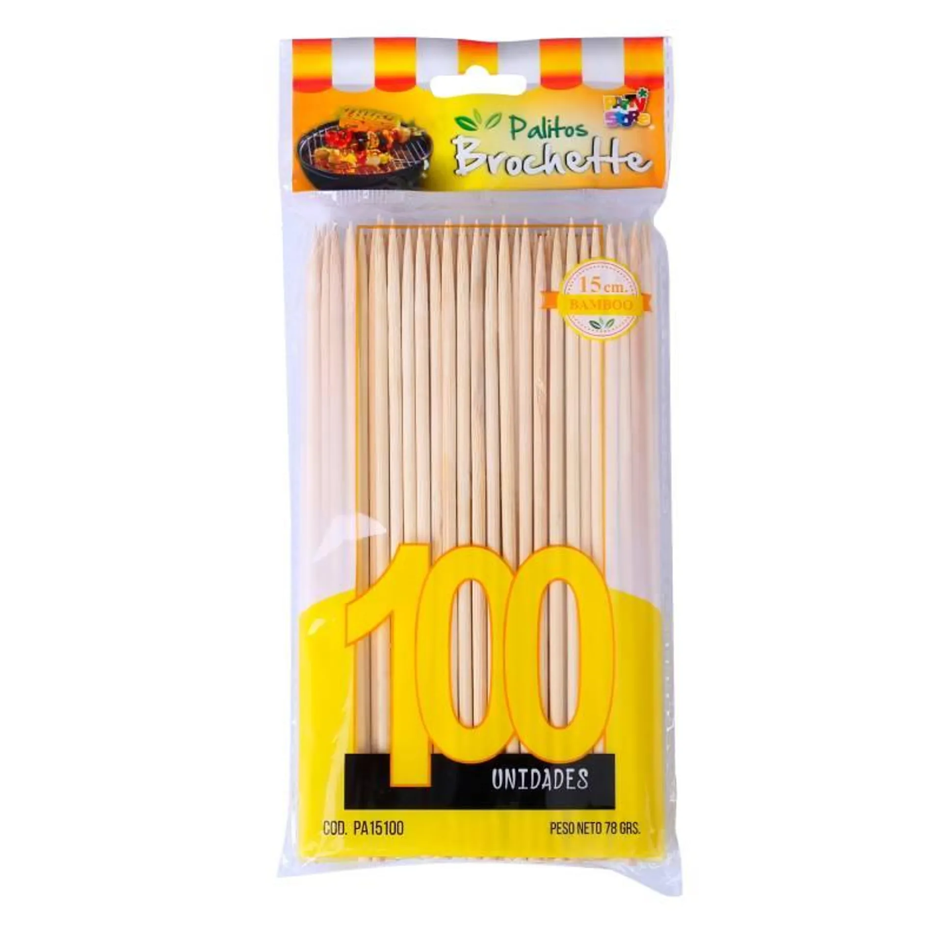 Palito Brochette 15cm Party Store x 100 Un.