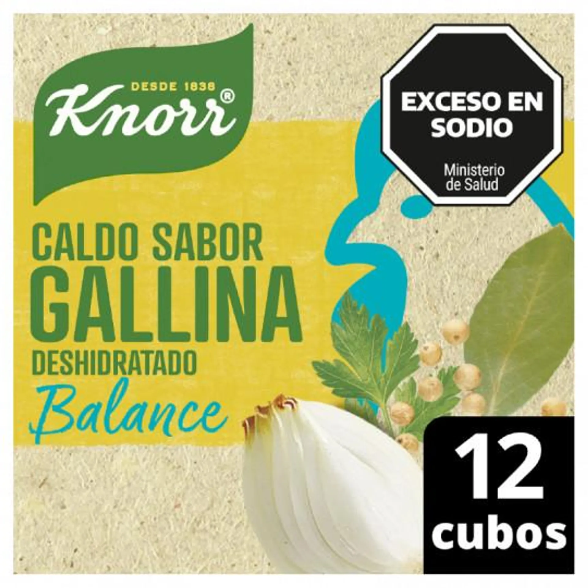 CALDOS EN CUBO KNORR BALANCE GALLINA 12 UNID.