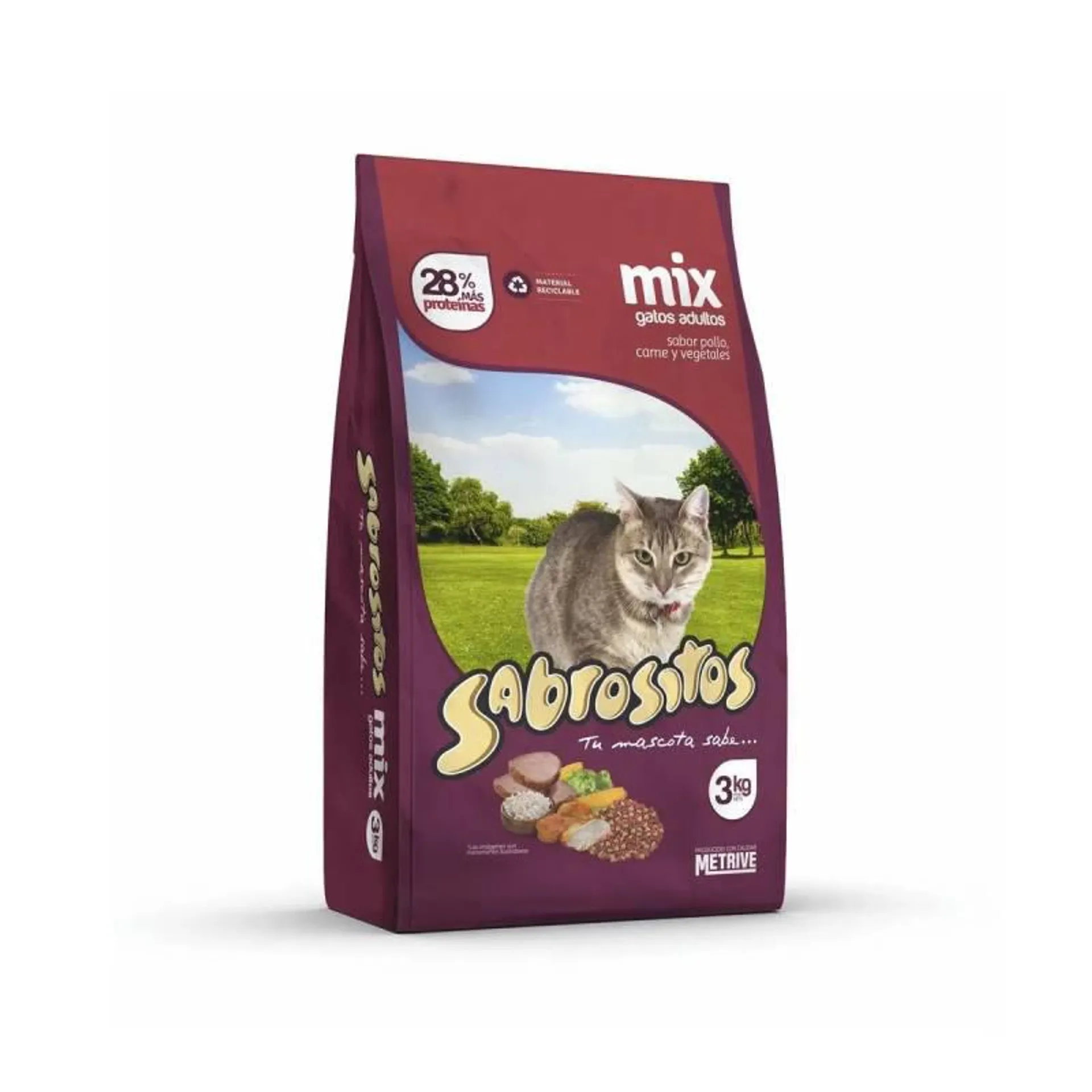 Alimento para Gato Mix Pollo Carne y Vegetales Sabrositos x 3 Kg.