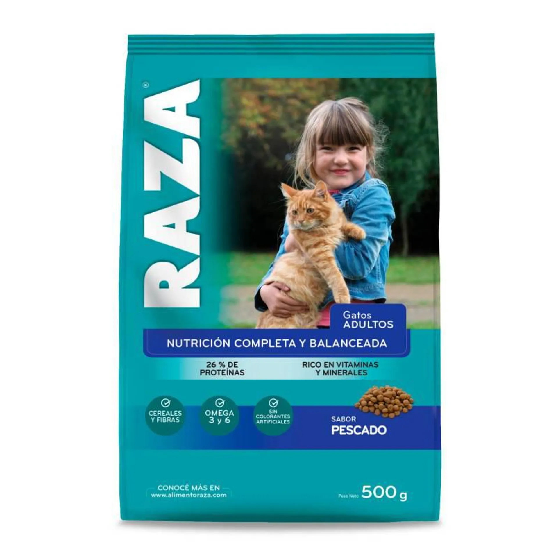 Alimento para Gato Pescado Raza x 500 g.