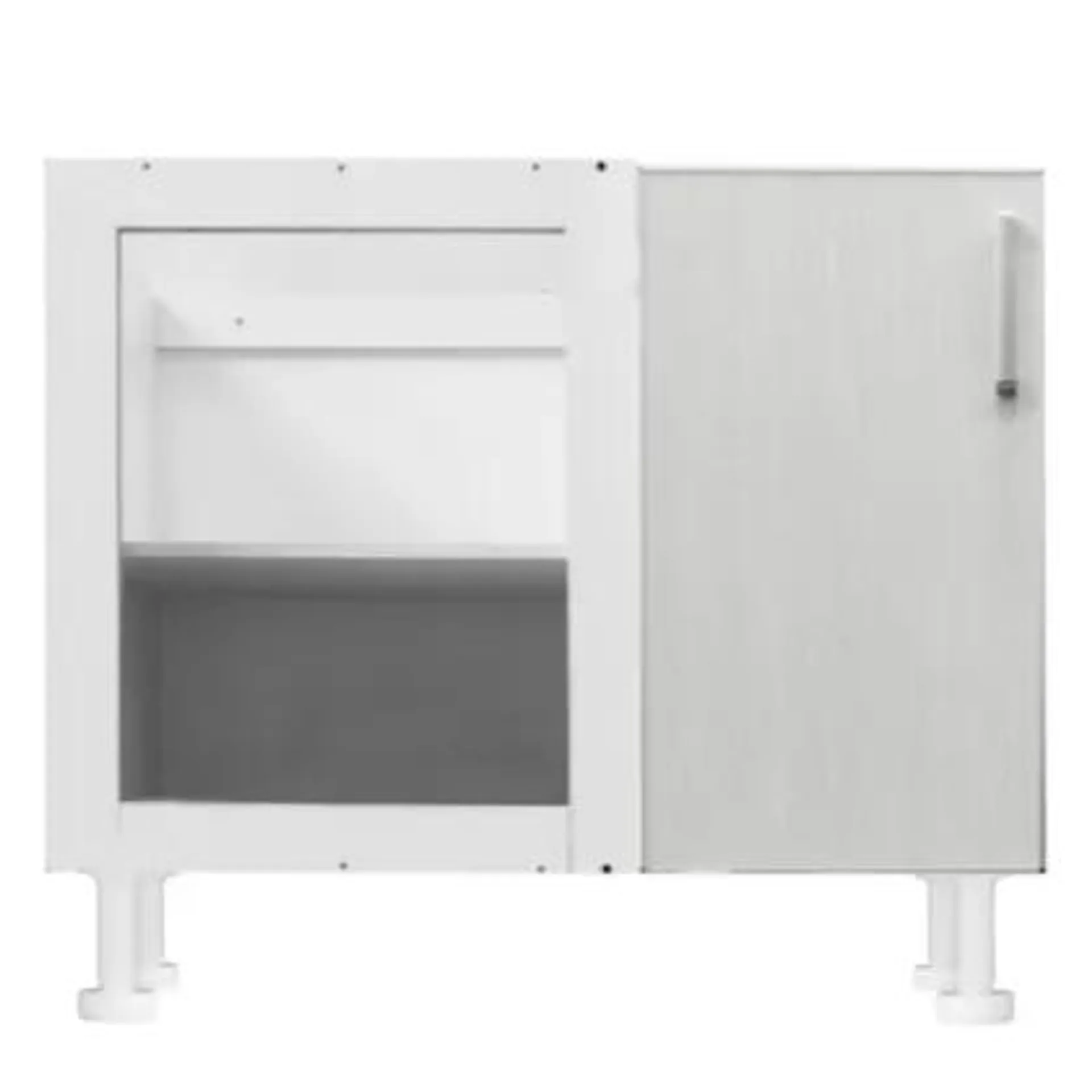 Bajo esquinero 98 x 82.5 cm Lugano 1 puerta roble blanco aluminio