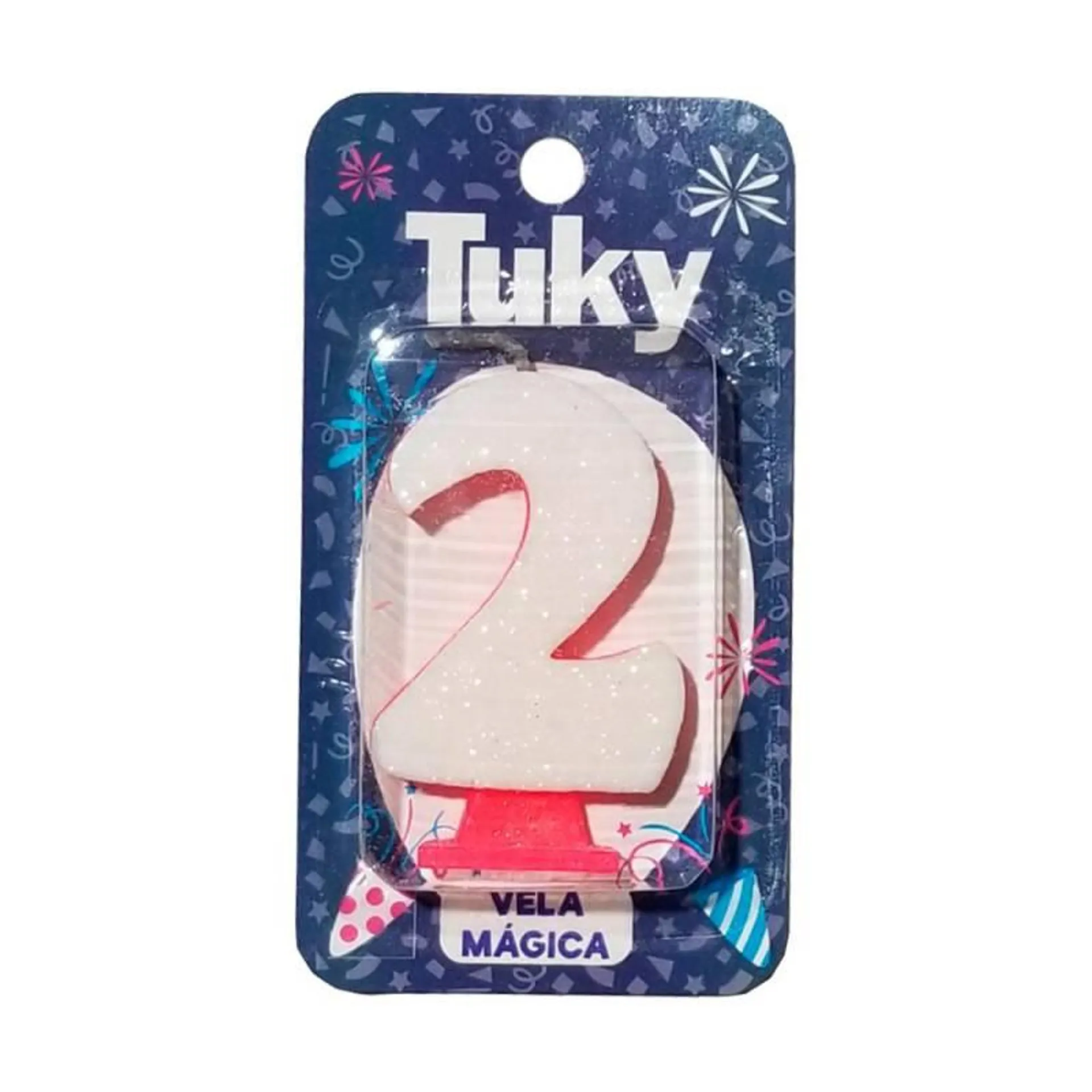 Vela N°2 Rosa/Celeste Tuky x 1 Un.