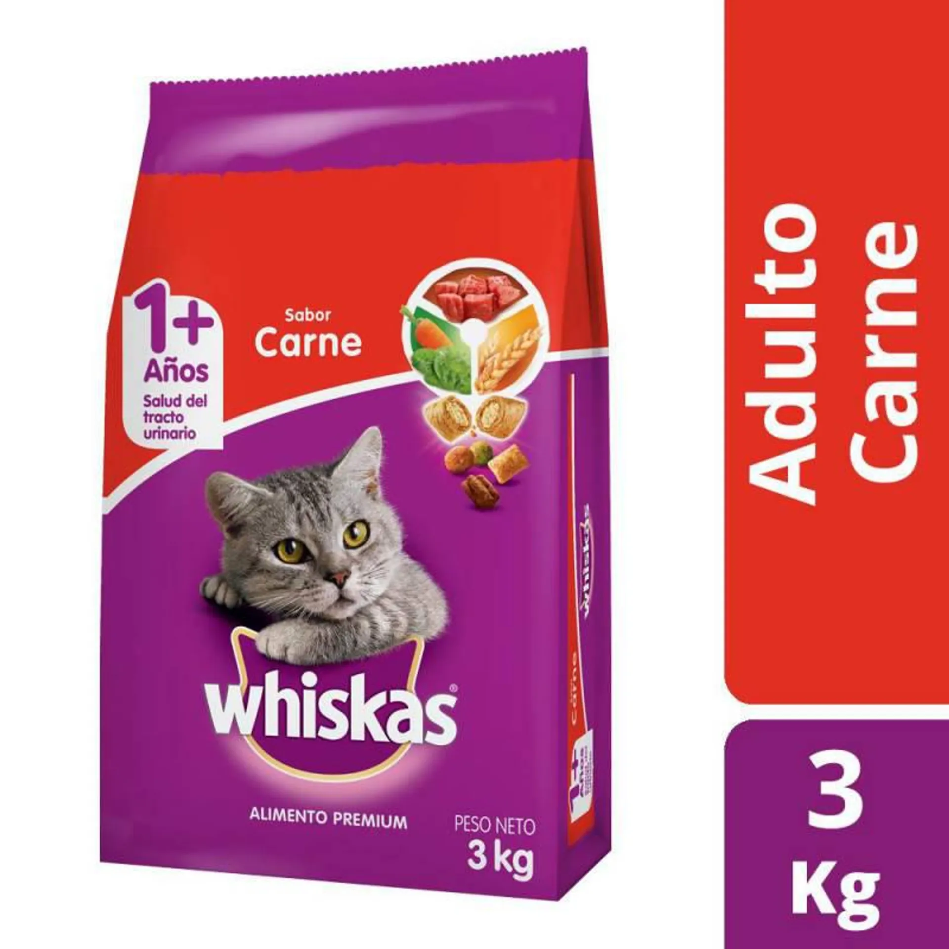 Alimento para Gato Carne Whiskas x 3 Kg.