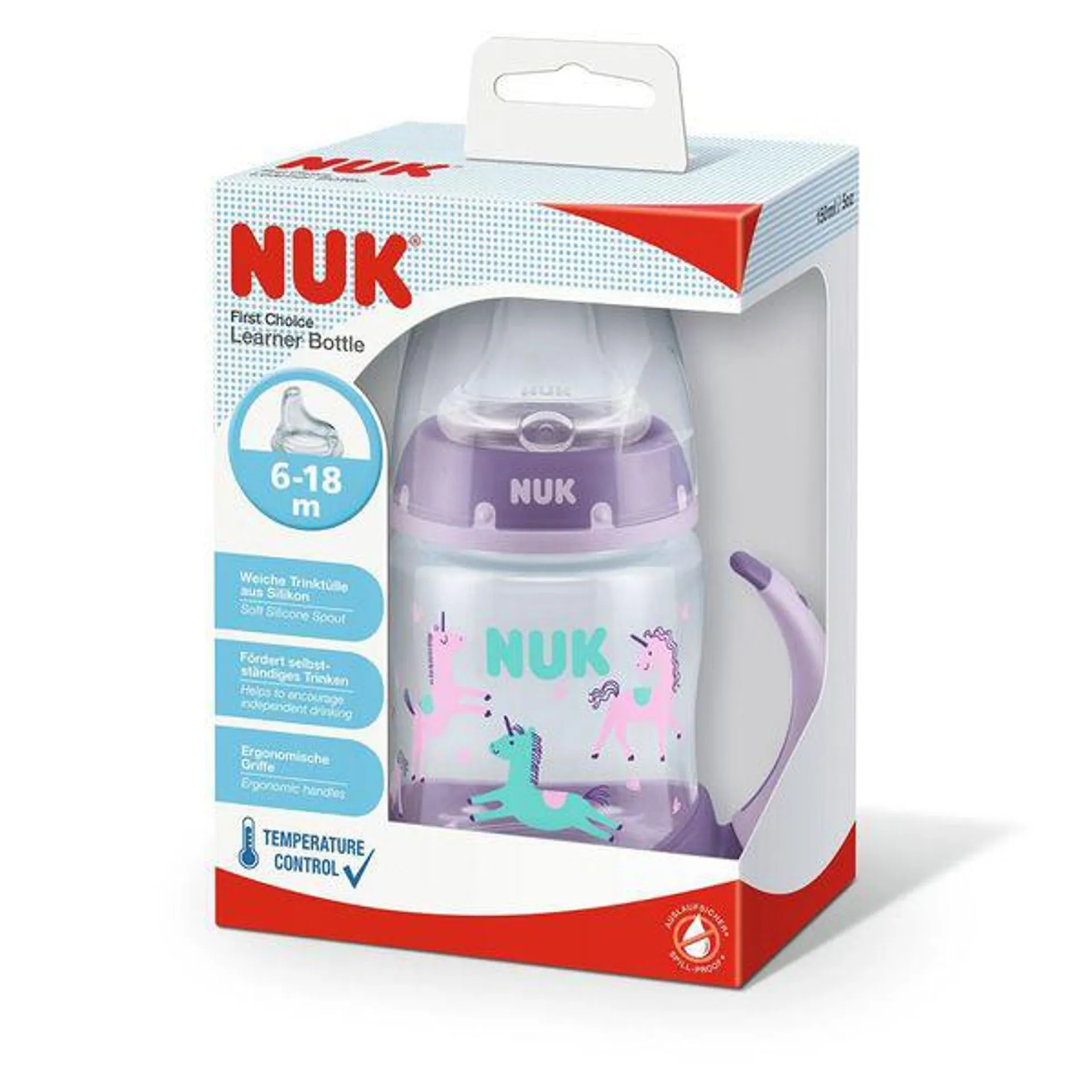 Vaso de Aprendizaje NUK First Choice Control de Temperatura Violeta 6-18m x 150 ml