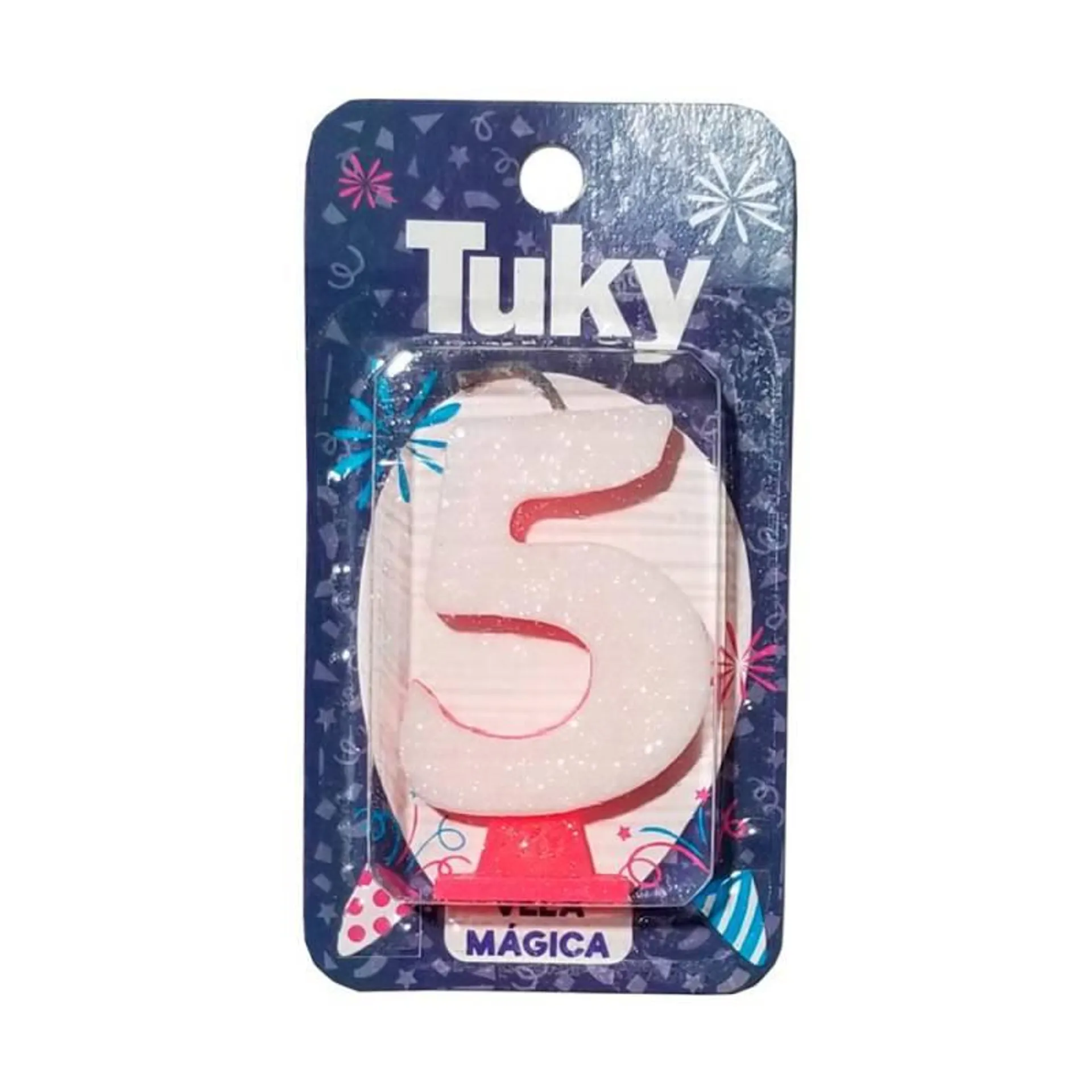 Vela N°5 Rosa/Celeste Tuky x 1 Un.