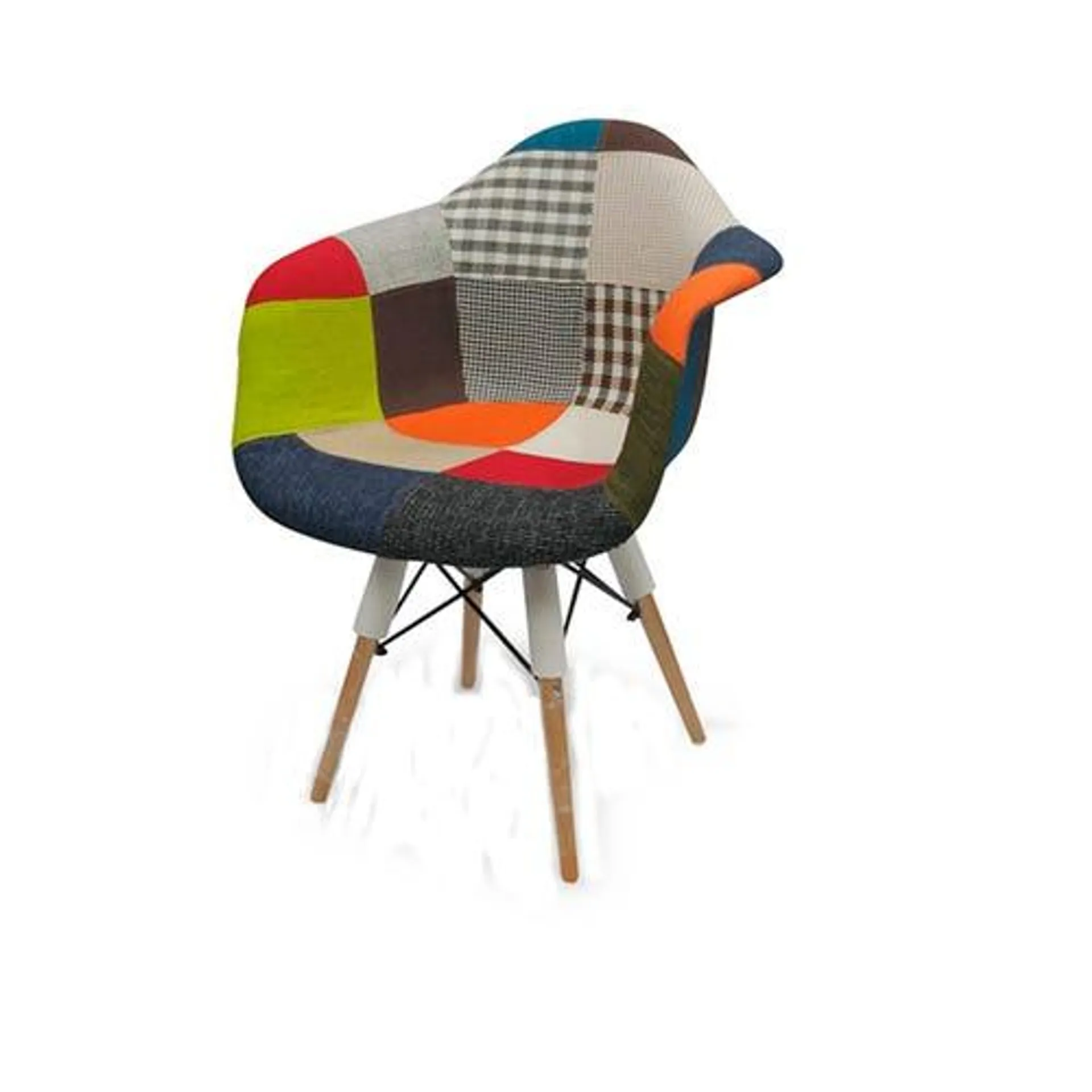 Silla patchwork con posabrazos Eames