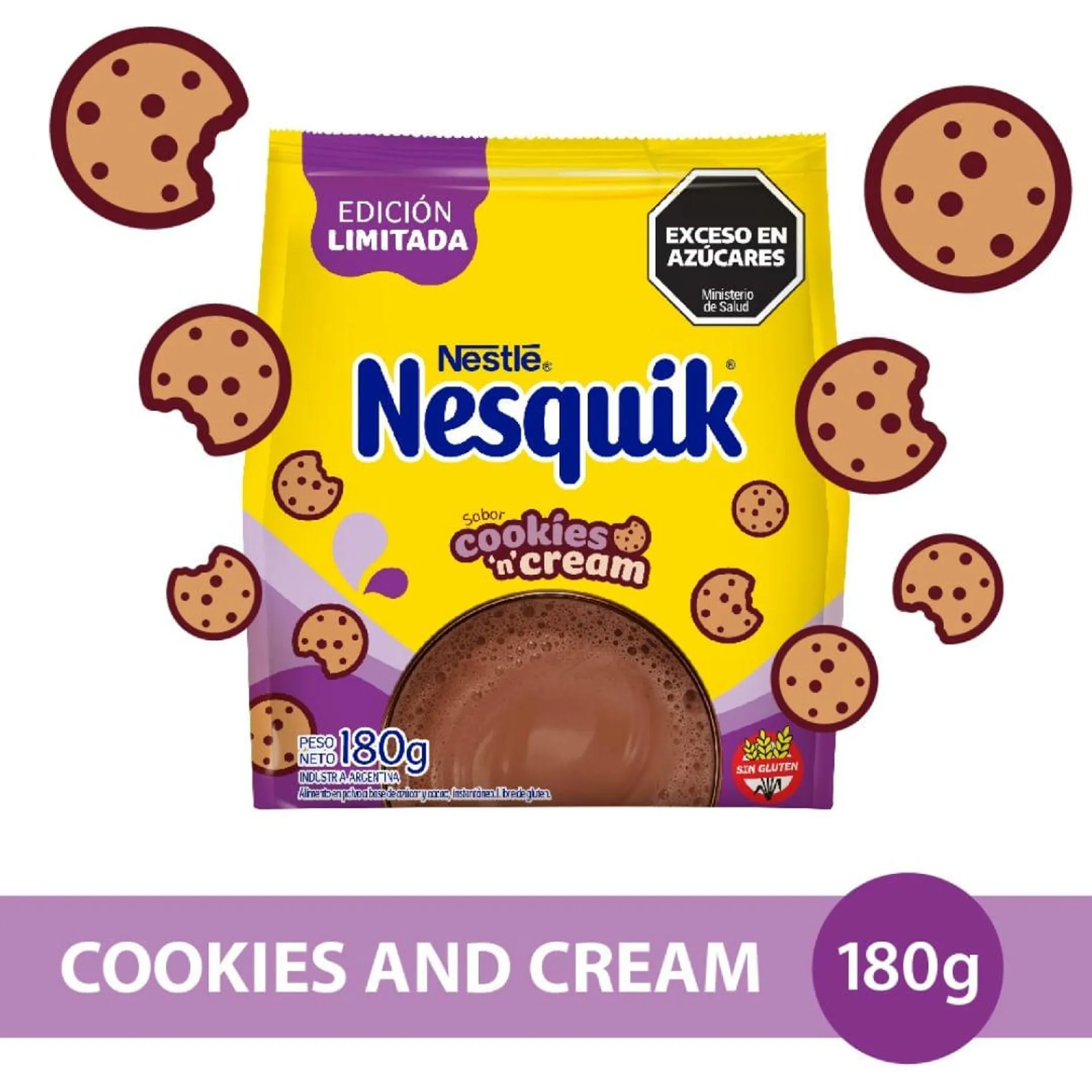 Cacao en Polvo Nesquik Cookies & Cream 180 Gr.