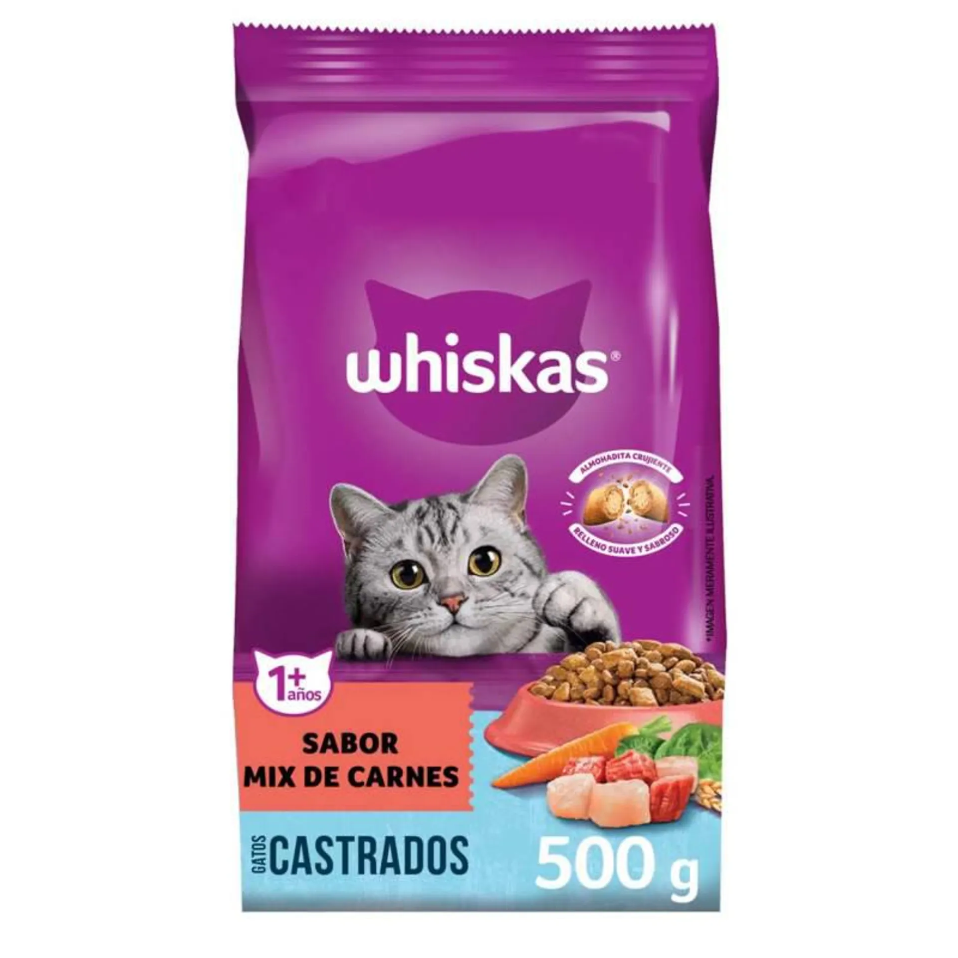 Alimento para Gato Castrado Mix de Carnes Whiskas x 500 g.