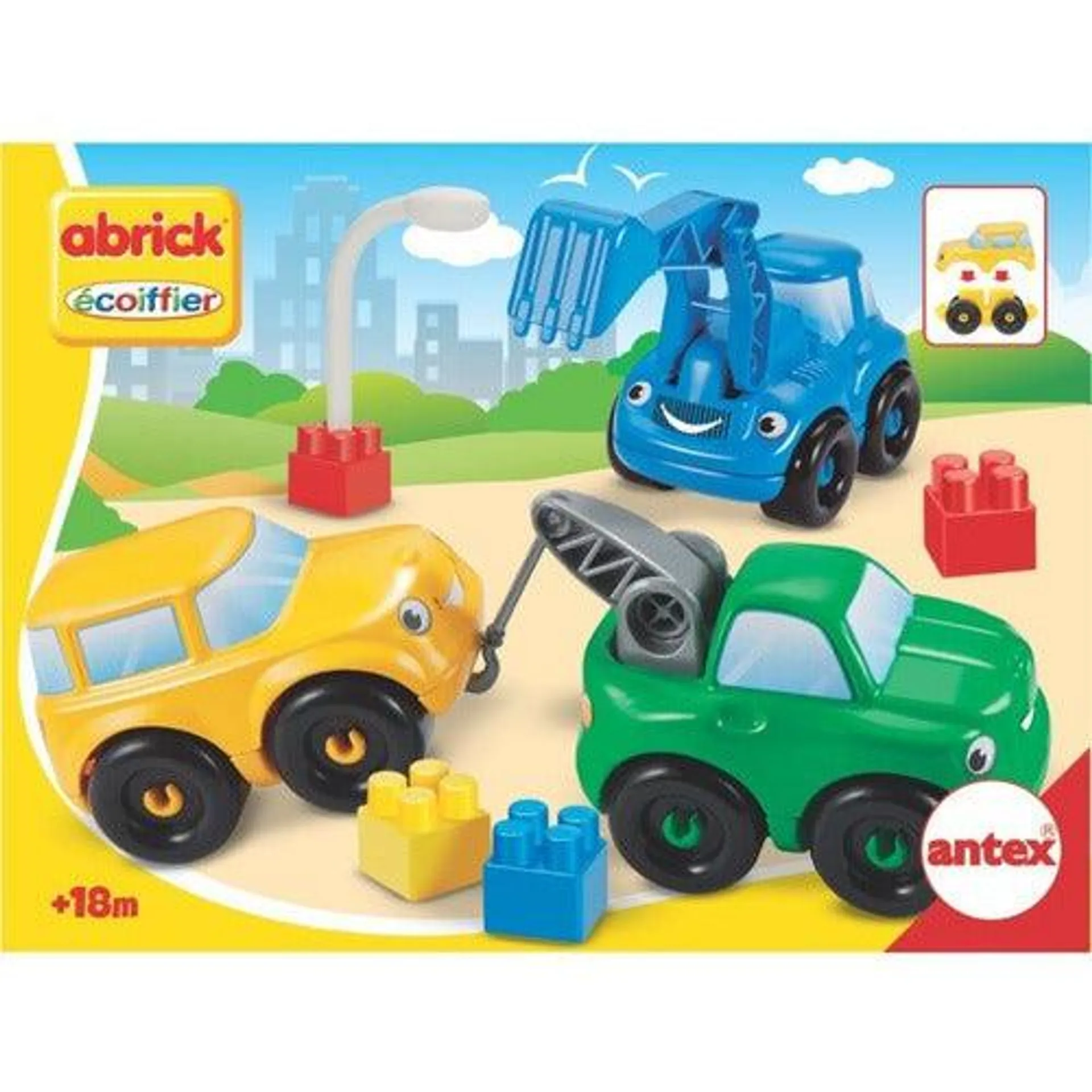 Abrick Set X 3 Vehiculos Construccion Grua Antex 9042