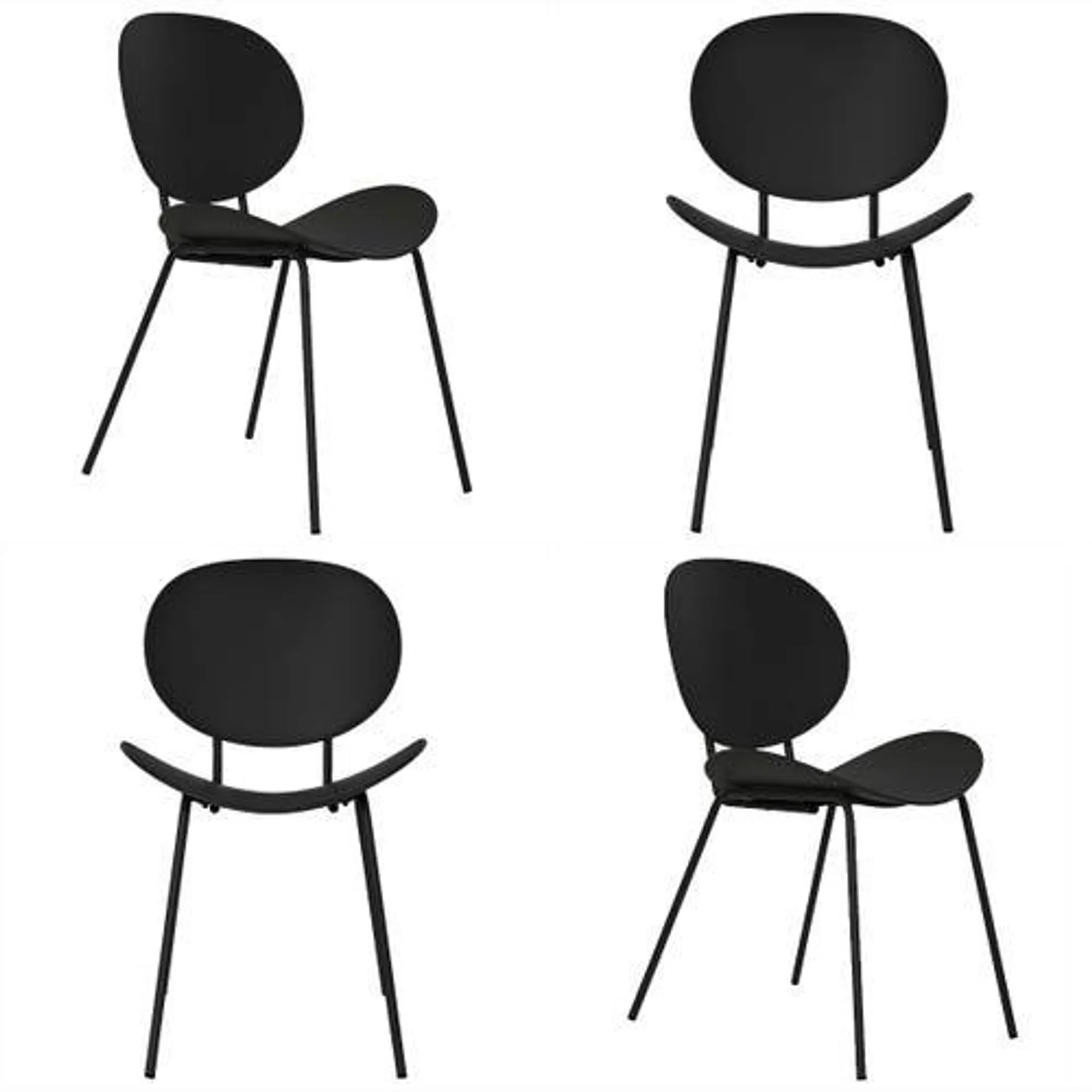 Silla Concept de comedor negro patas metal Makom x 4