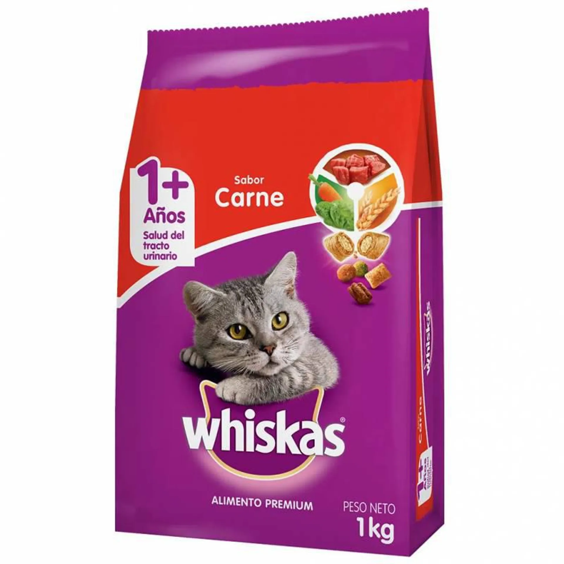 Alimento para Gato Carne Whiskas x 1 kg.