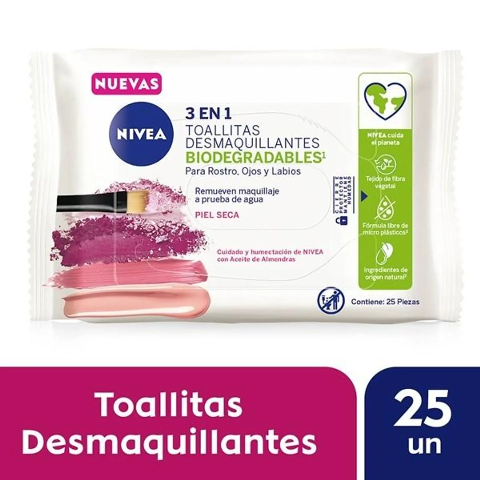 Nivea Toallitas Desmaquillantes 3 en 1 Para Piel Seca 25 Unidades