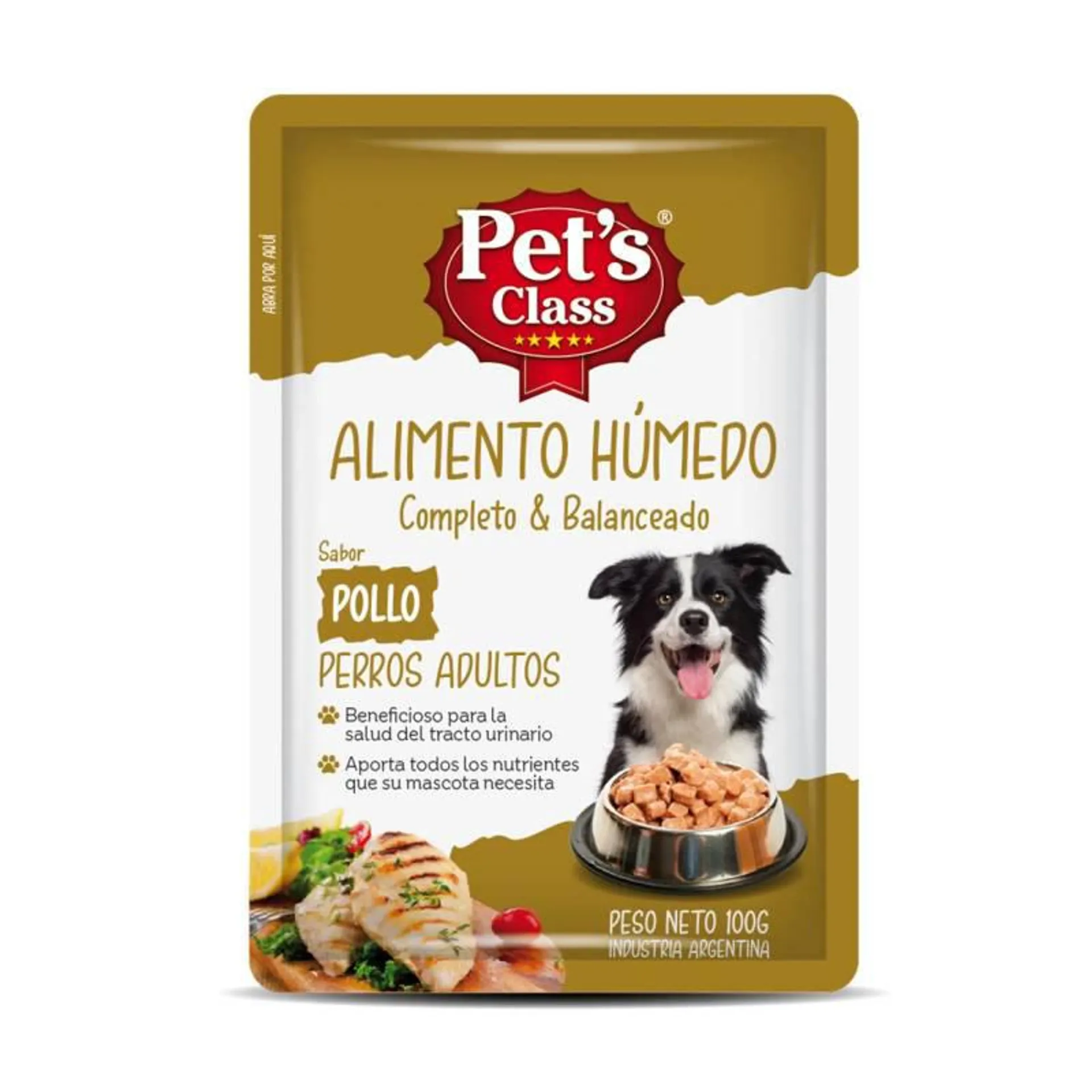 Alimento para Perro Adulto Pouch Pollo Pets Class x100 g.