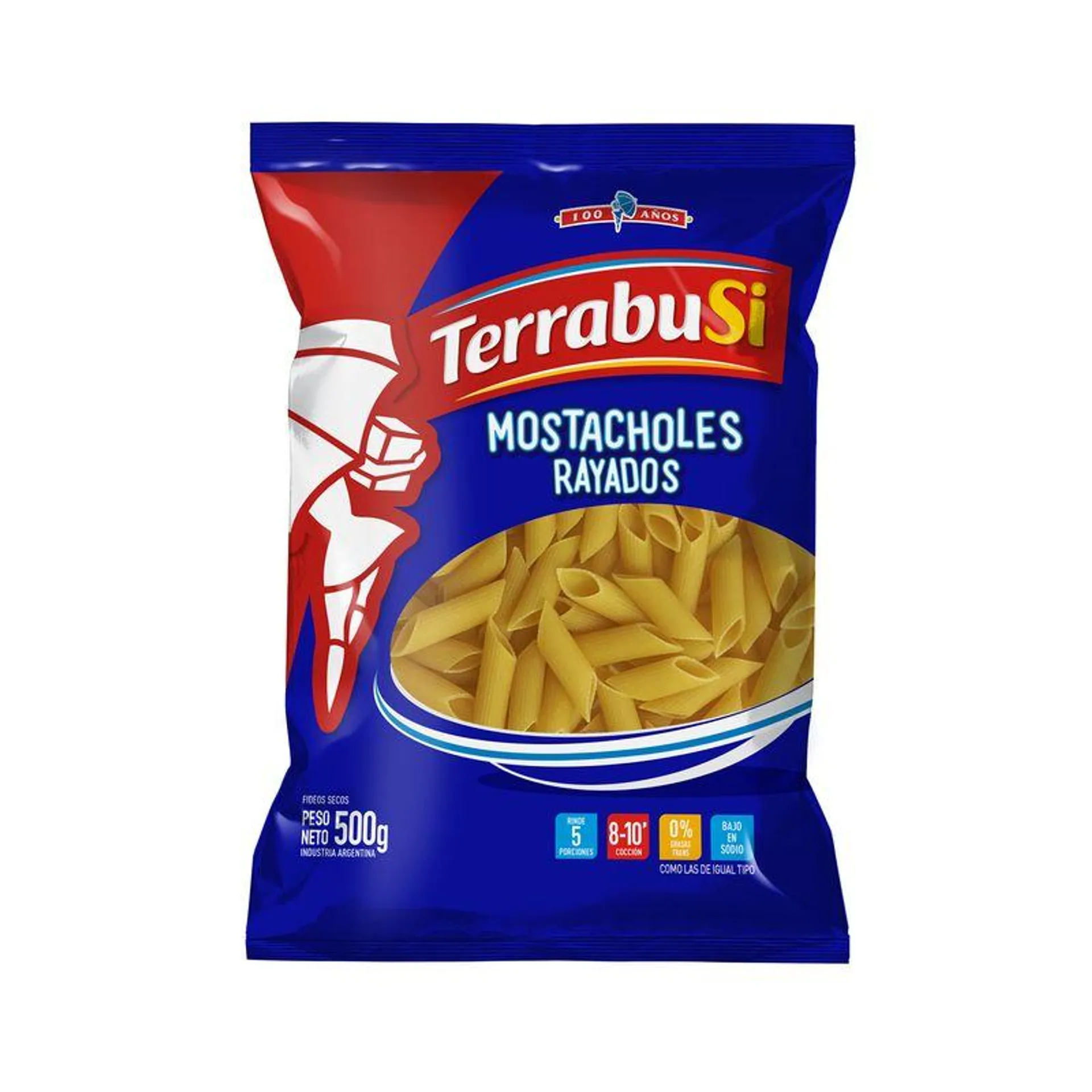 Fideos mostacholes Terrabusi rayados 500 g.