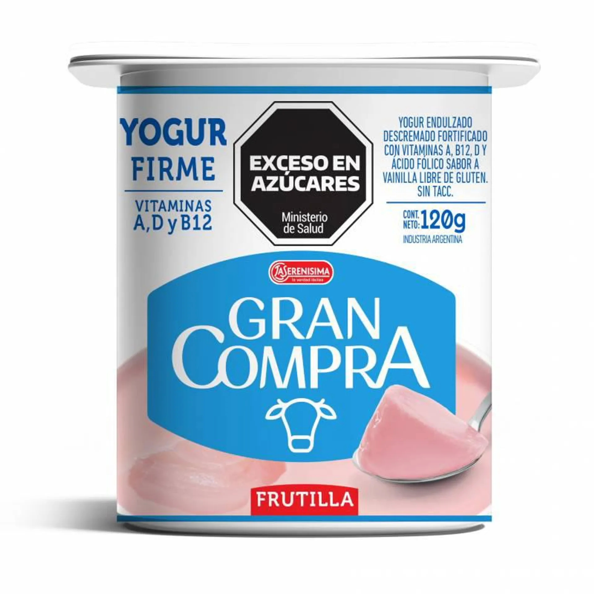 Yogur Firme Descremado Fortificado Frutilla Gran Compra x 120 g.