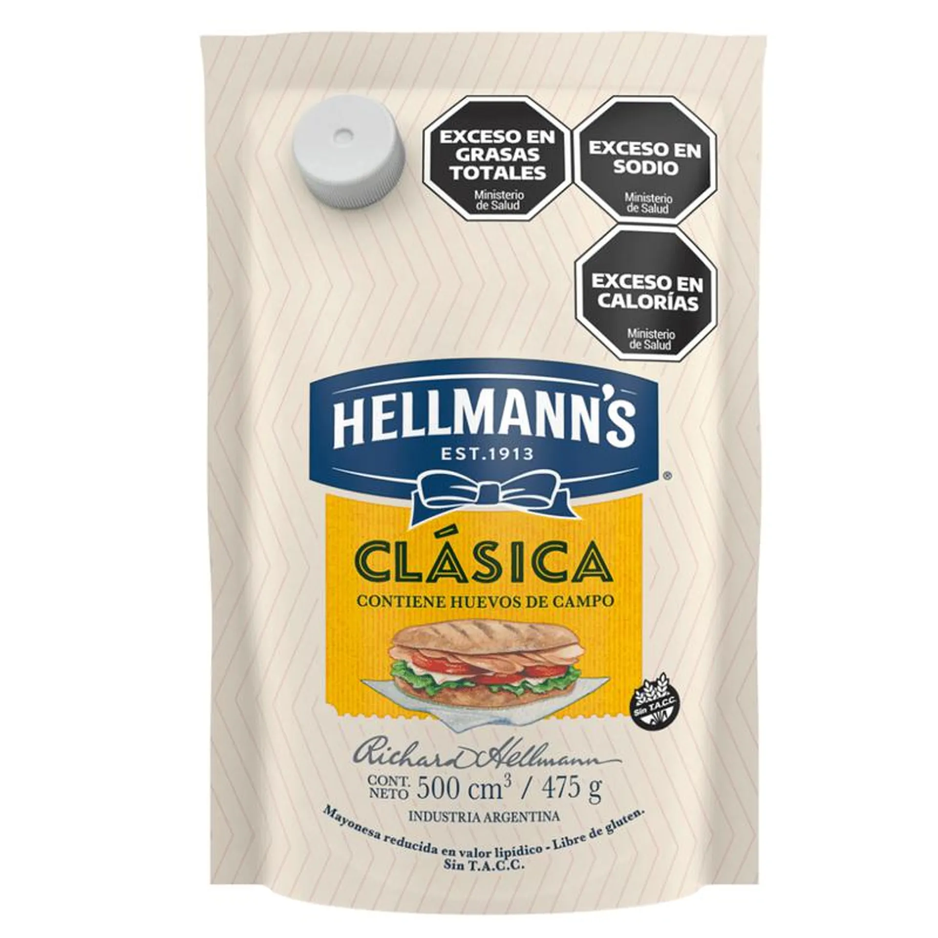 Mayonesa Clásica Hellmann's Sin Tacc Doypack 475 Gr.