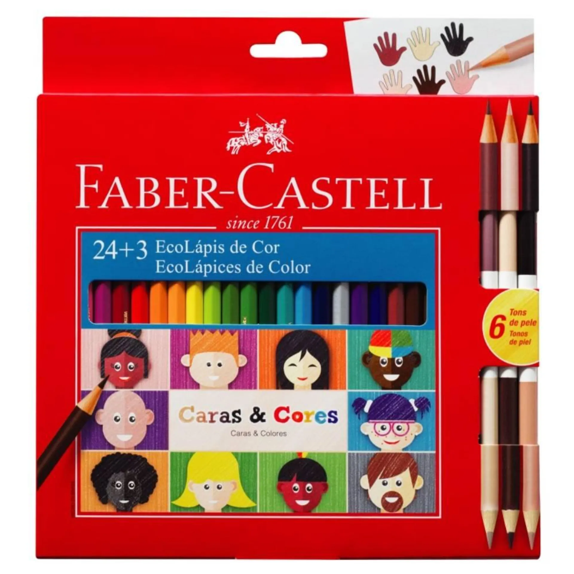 LAPICES COLORES FABER CASTELL CARAS Y COLORES X 24 U + 3 BICOLOR