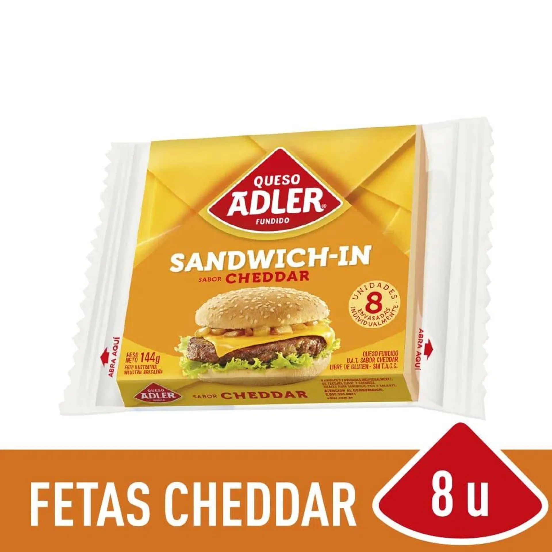 Queso Cheddar Adler en fetas 144 Gr.